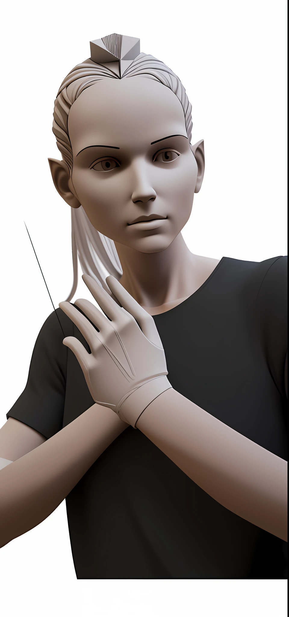 Create a basic 3D mesh, aligned with the head and body of the person in the photo.

Use the photos as a reference to sculpt a detailed 3D version of the person.