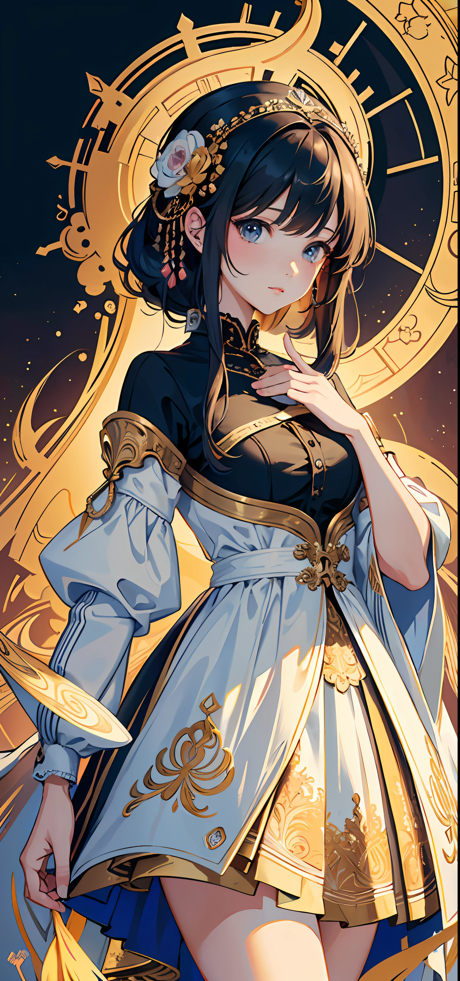 (masterpiece, superior quality, best quality, official art, beautiful and aesthetic: 1.2), (1girl), extremely detailed, (fractal art: 1.3), colorful, more detailed, warm light