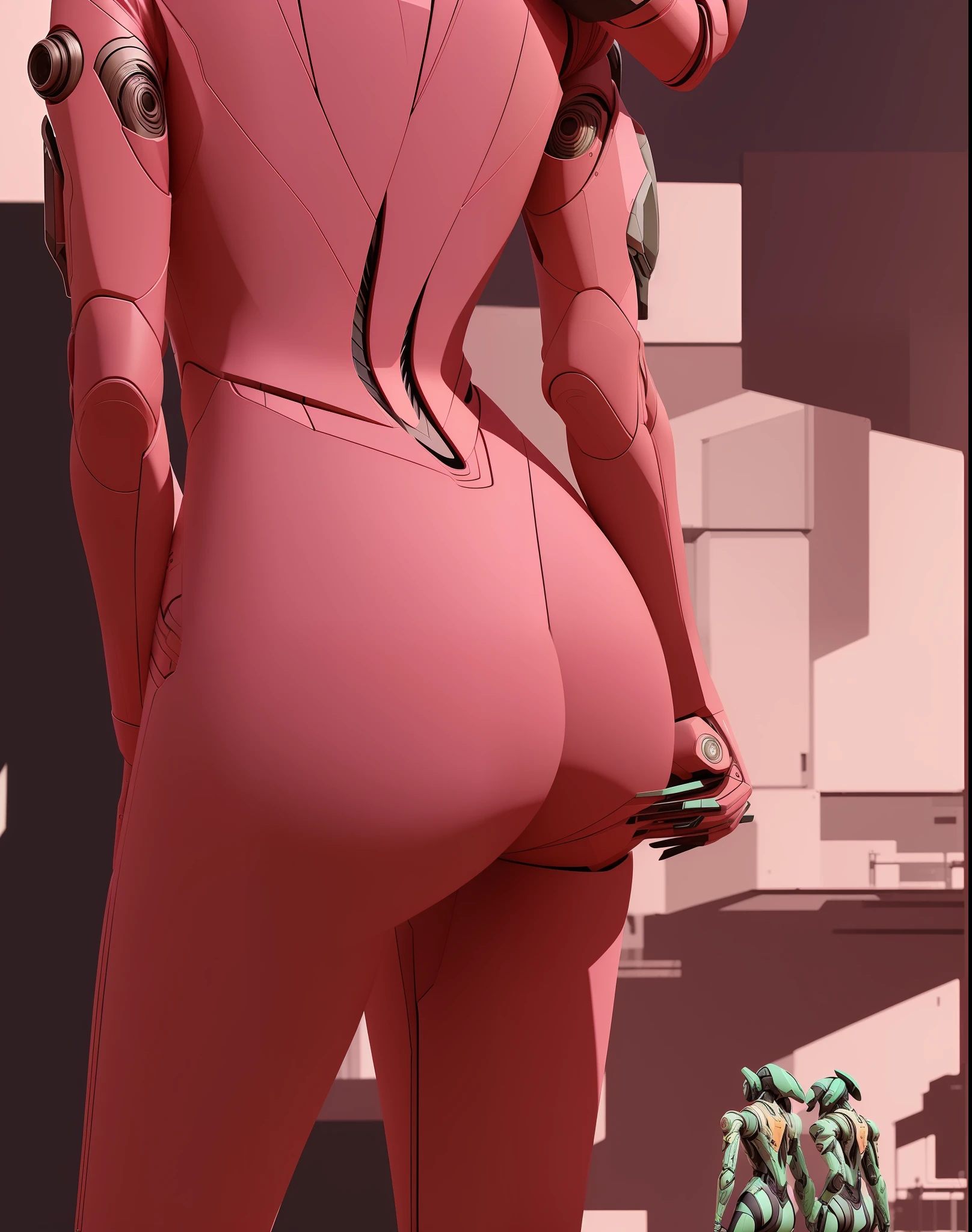 a android, photorealistic, hdr, detailed, fibers, perky breasts, articulated joints, sci-fi base background, artstation, fashion pose, (syd mead:1.3), cinematic lighting, chromatic aberration, beauty, body divided into sections, (antialiasing:1.1), bokeh, no human face, (craig mullins:1.1), ass