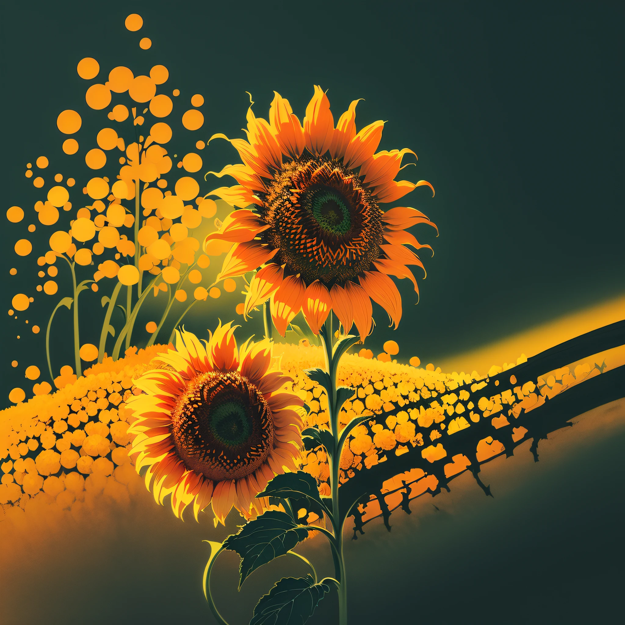 sunflower blooming on a twisted branch against a gray background, simple background, in light orange and light beige style, minimalist images, photographic installations, paleocore, green and crimson, hyper-realistic poetic intimacy size 768X2048 --auto --s2
