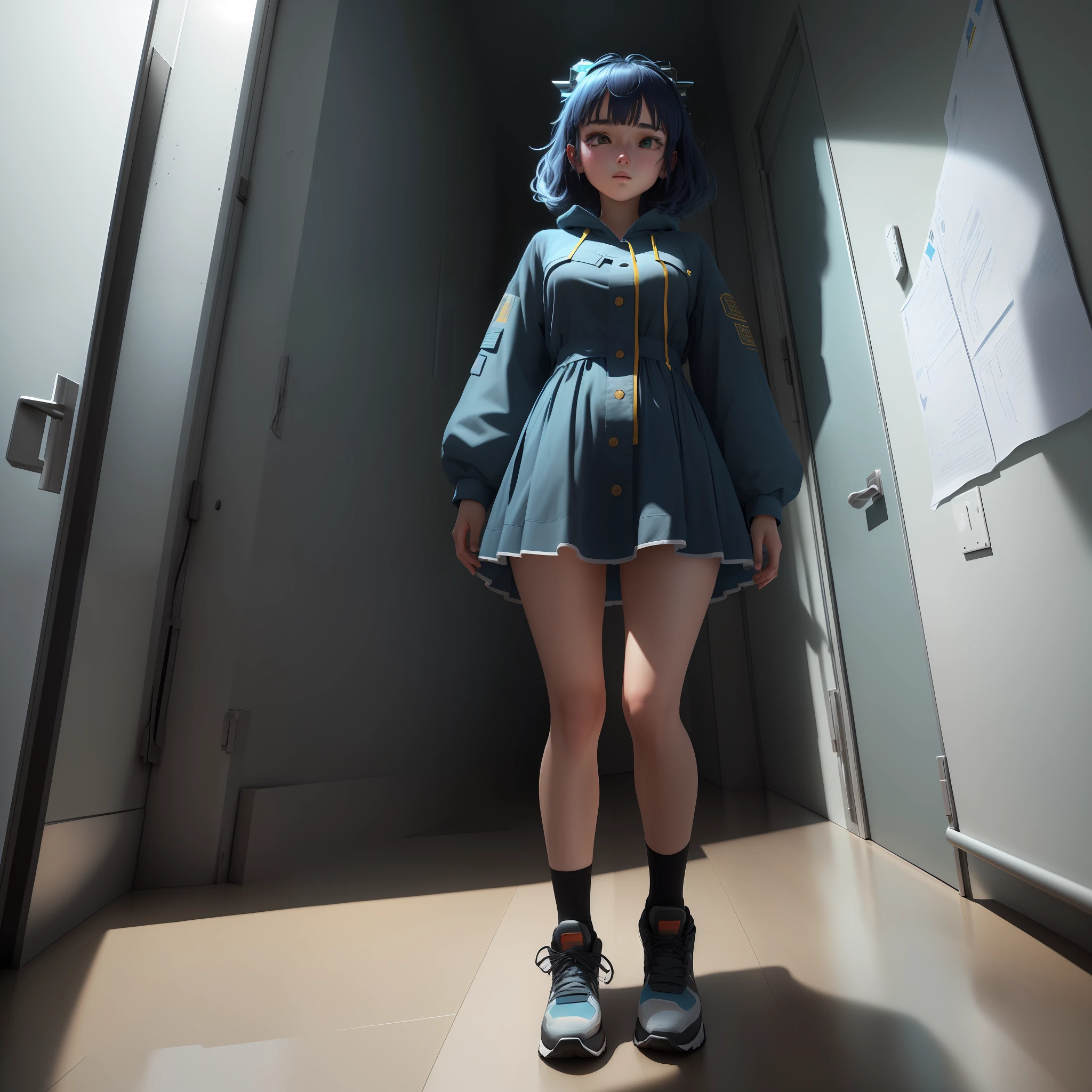 Masterpiece, best quality, (very detailed CG unity 8k wallpaper), (best quality), (best illustration), (best shadow), "I don't belong here, I don't care if it hurts, I want to have control, I want a perfect body, I want a perfect soul, I want you to pay attention, when I'm not around, you are so special, I hope I am special, but I'm a ghost, I'm a weirdo, what the hell am I doing here?" , I don't belong here, oh oh, she ran out the door, she's running", isometric 3D, octane rendering, ray tracing, very detailed