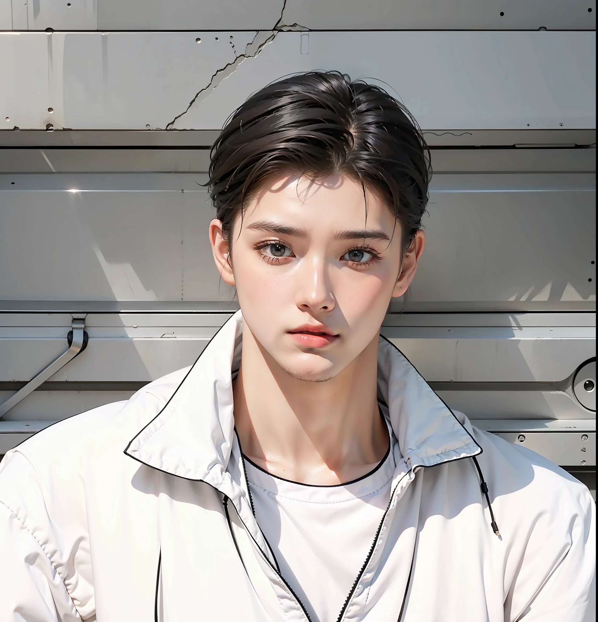 best quality, masterpiece, super high resolution, detailed background, realism, Illustrations, single, 1 boy, muscle, volumetric lighting,