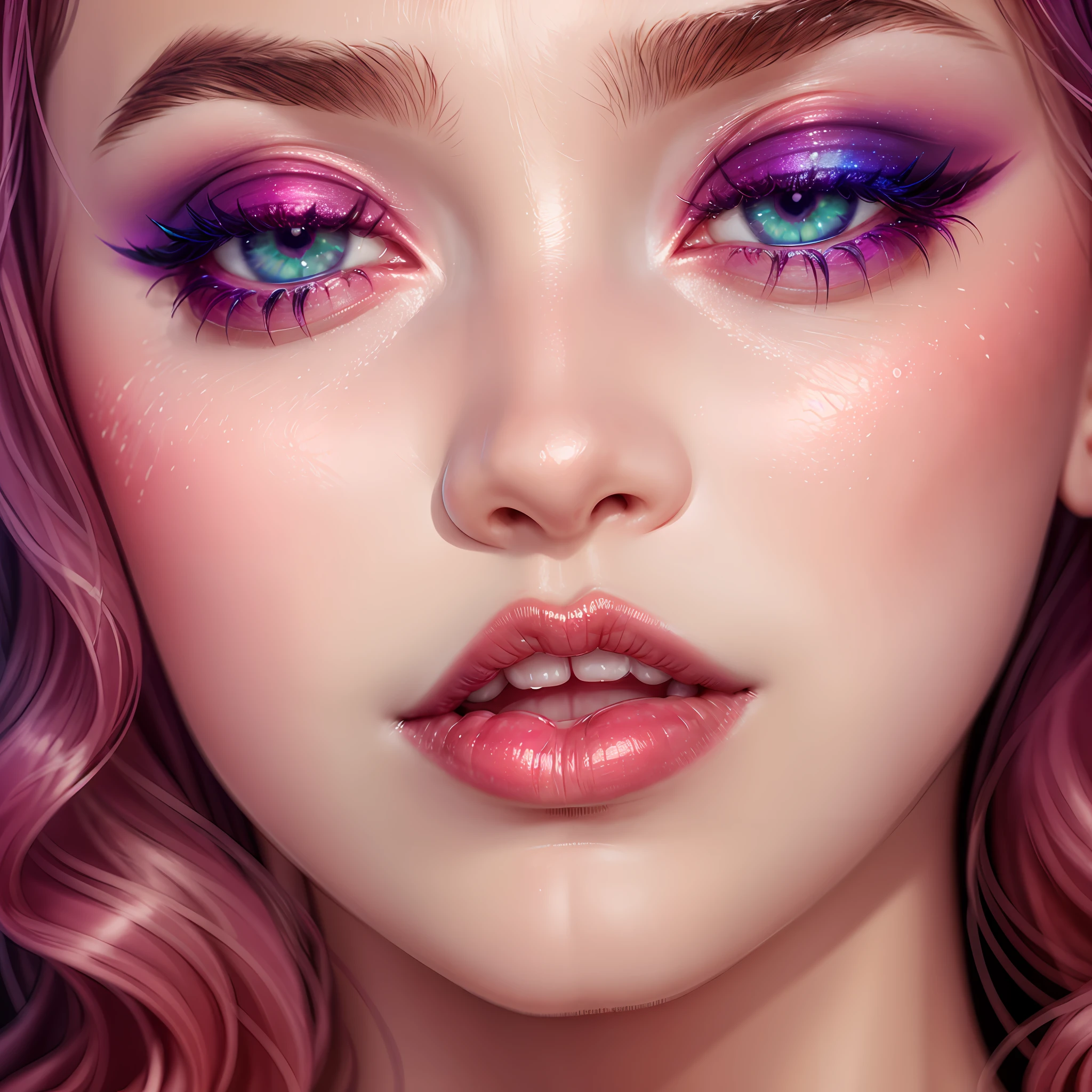 A lipstick product with 4 shades, in the background the aurora borealis, lipstick, makeup --auto --s2