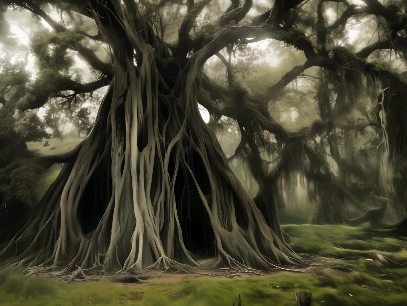 an old zplbf zplbg stone building with a tree growing out of it, a matte painting by Denis Eden, featured on unsplash, ecological art, high dynamic range, creative commons attribution, photo taken with ektachrome