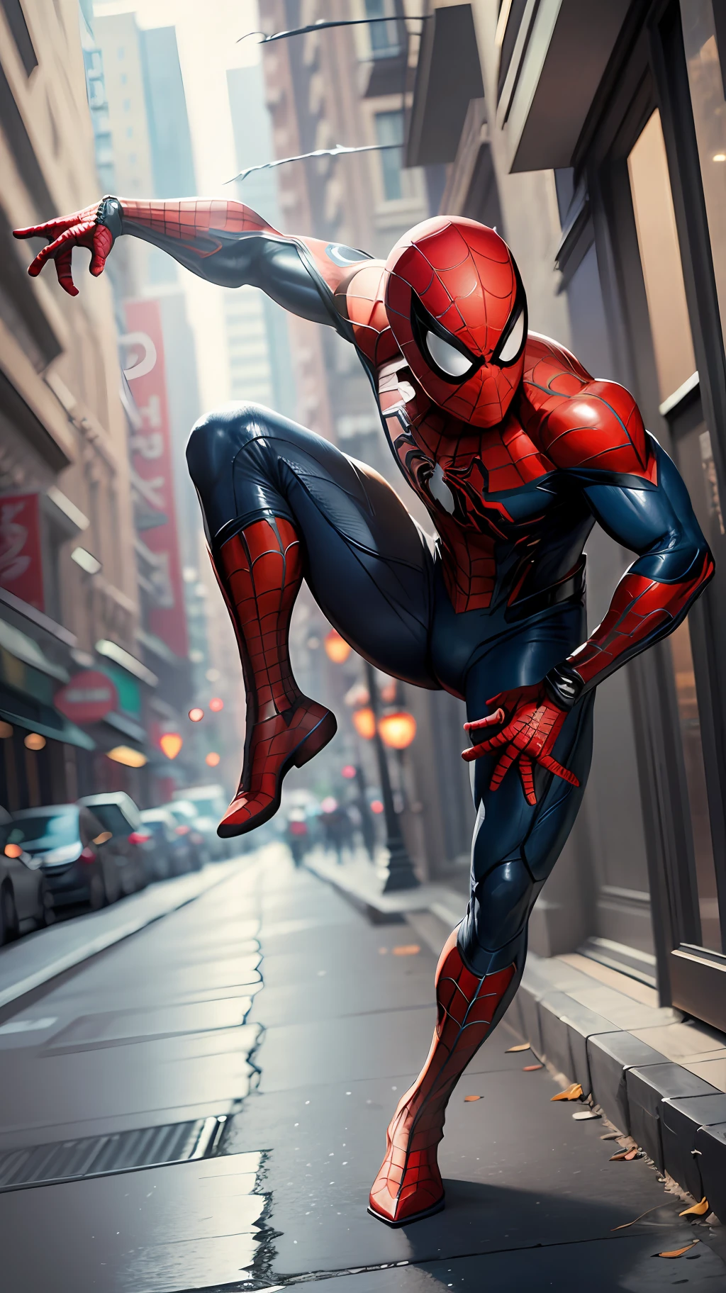 solo, masterpiece, best quality, medium shot of Spider-Man, wonder, fighting stance, dynamic angle (ultra realistic 8k) --auto --s2