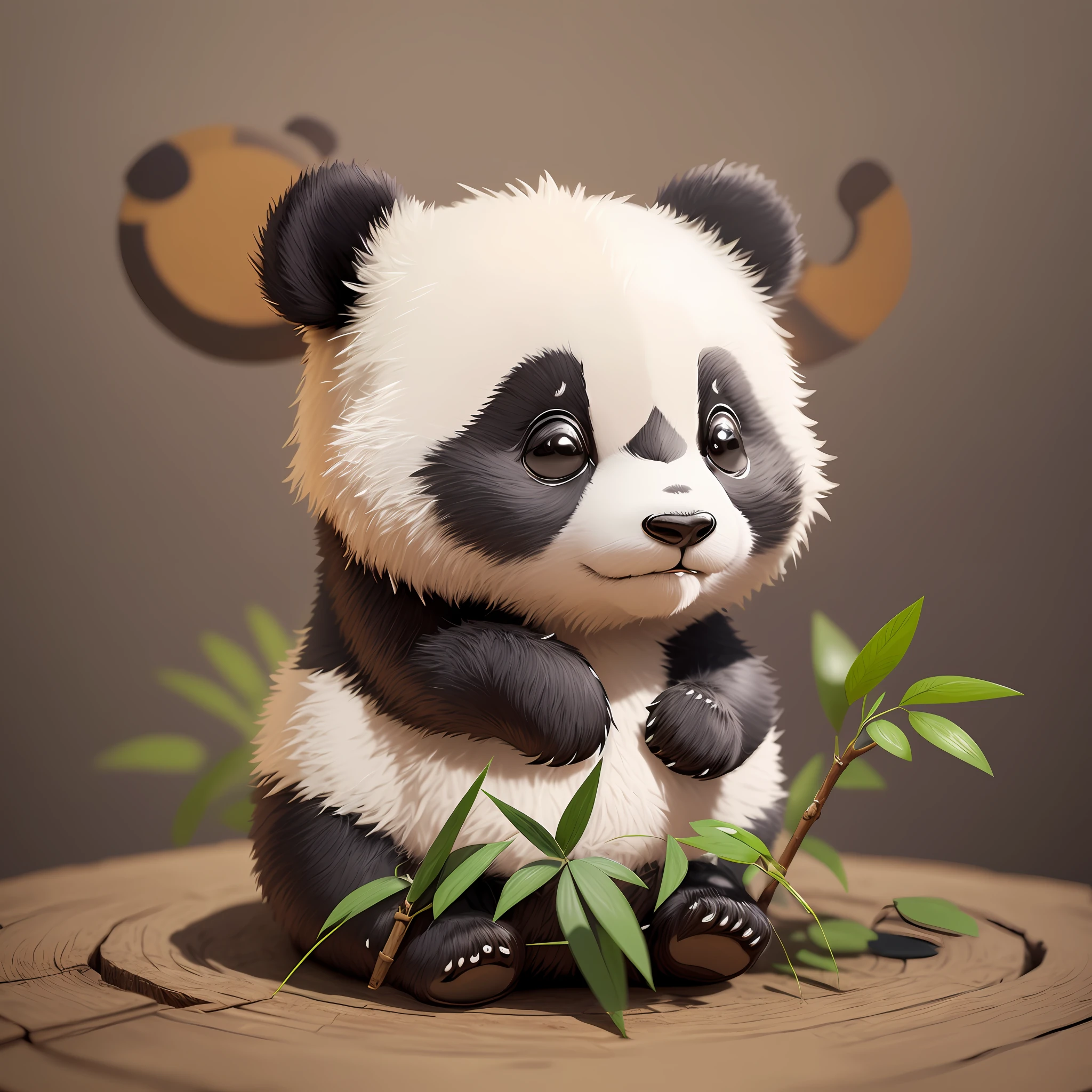 panda bear sitting on a tree stump with a plant in its mouth, adorable digital painting, cute 3 d render, cute panda, cute detailed digital art, cute digital art, a cute giant panda, 3 d render stylized, cute! c4d, “portrait of a cartoon animal, panda, stylized as a 3d render, high detailed cartoon