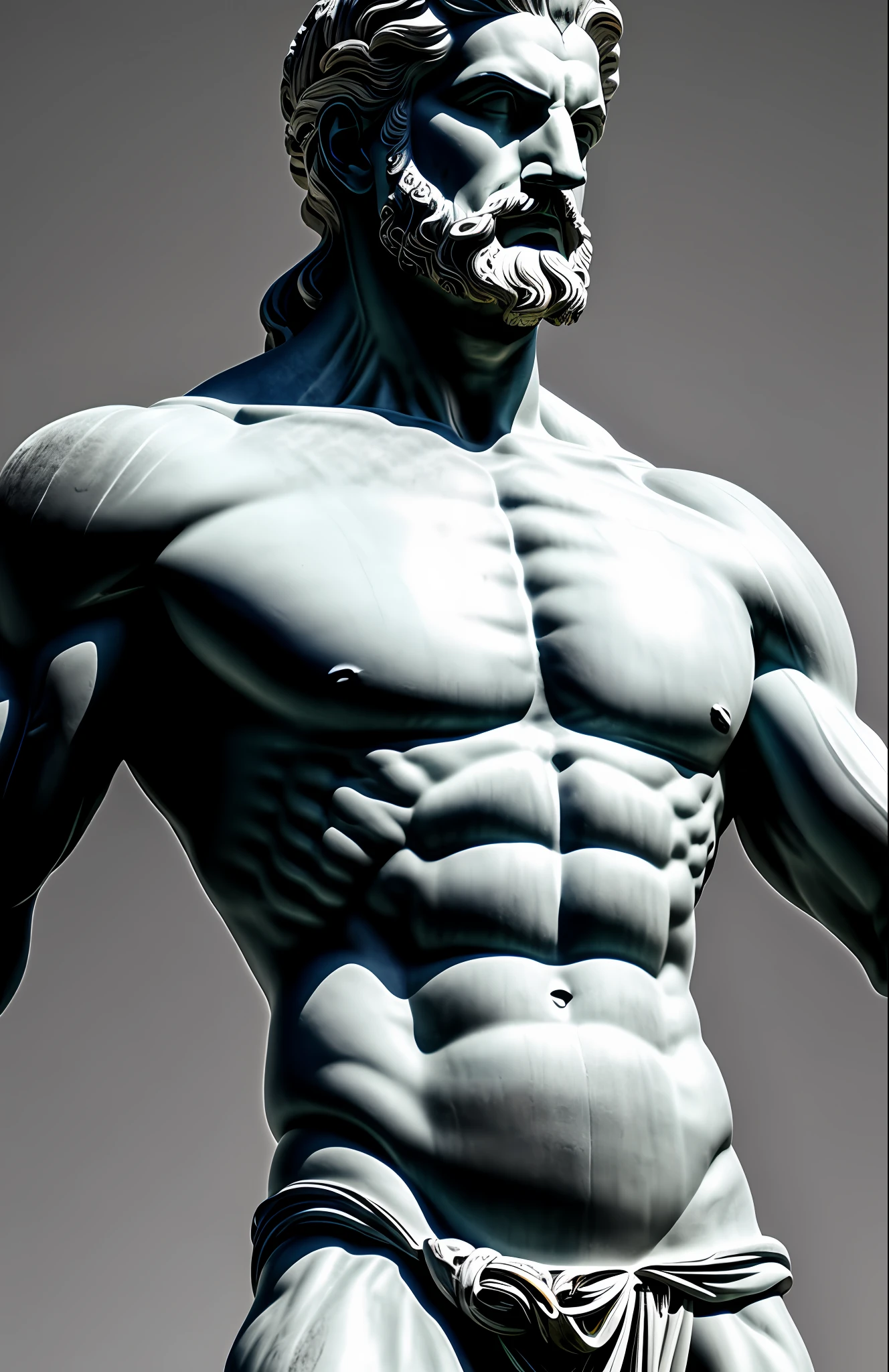 Greek sculpture, sigma, high quality, detailed, 4k, detailed body, Zeus, realistic shadows, highly detailed
