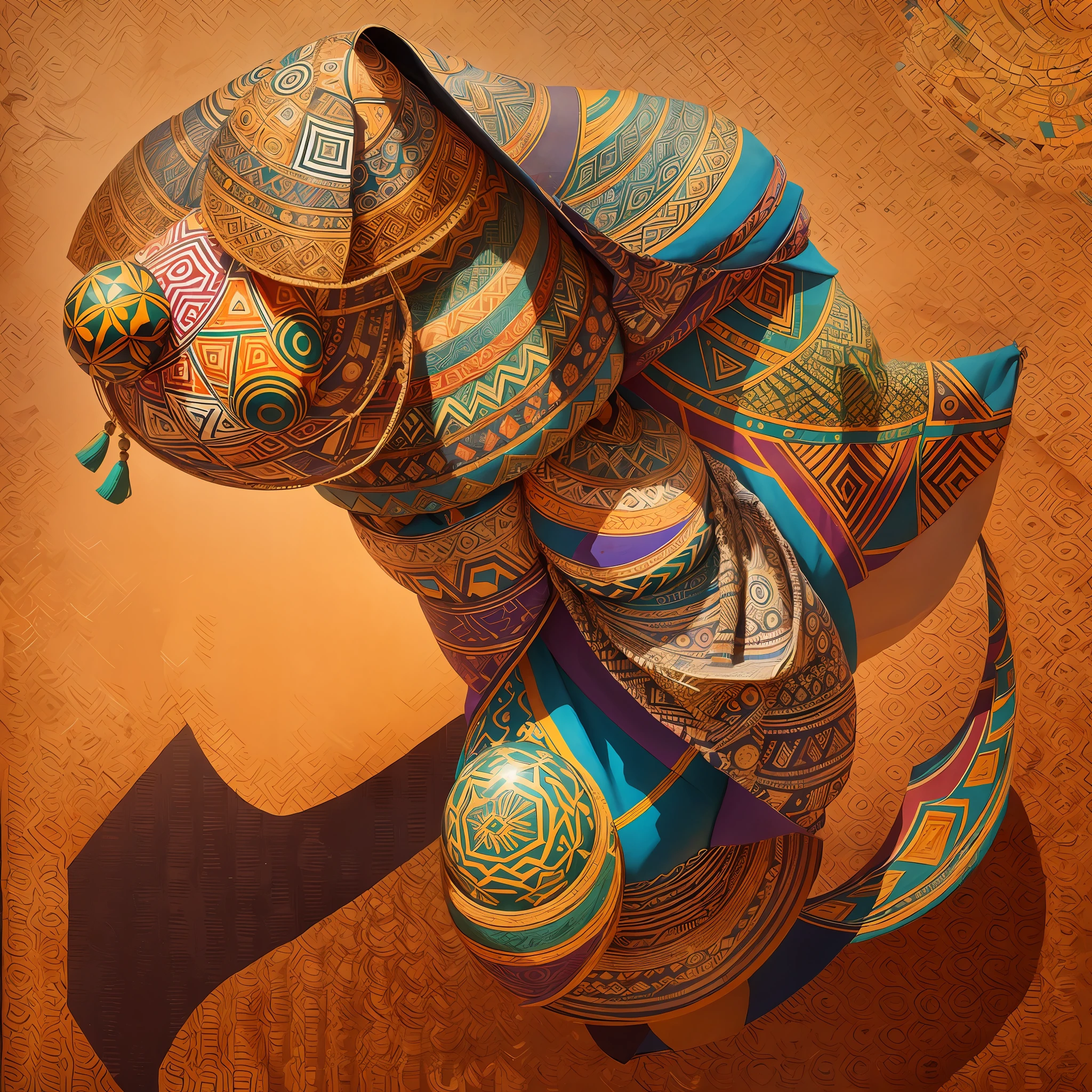 Geometric Tapestry of Africa
Description: Weave together a tapestry of AI-generated images that showcases the diverse geometric patterns found throughout Africa. Infuse each artwork with a sense of luxury and prestige, utilizing colors symbolic of African culture, resulting in a collection that celebrates the elegance and richness of Africa. --auto --s2