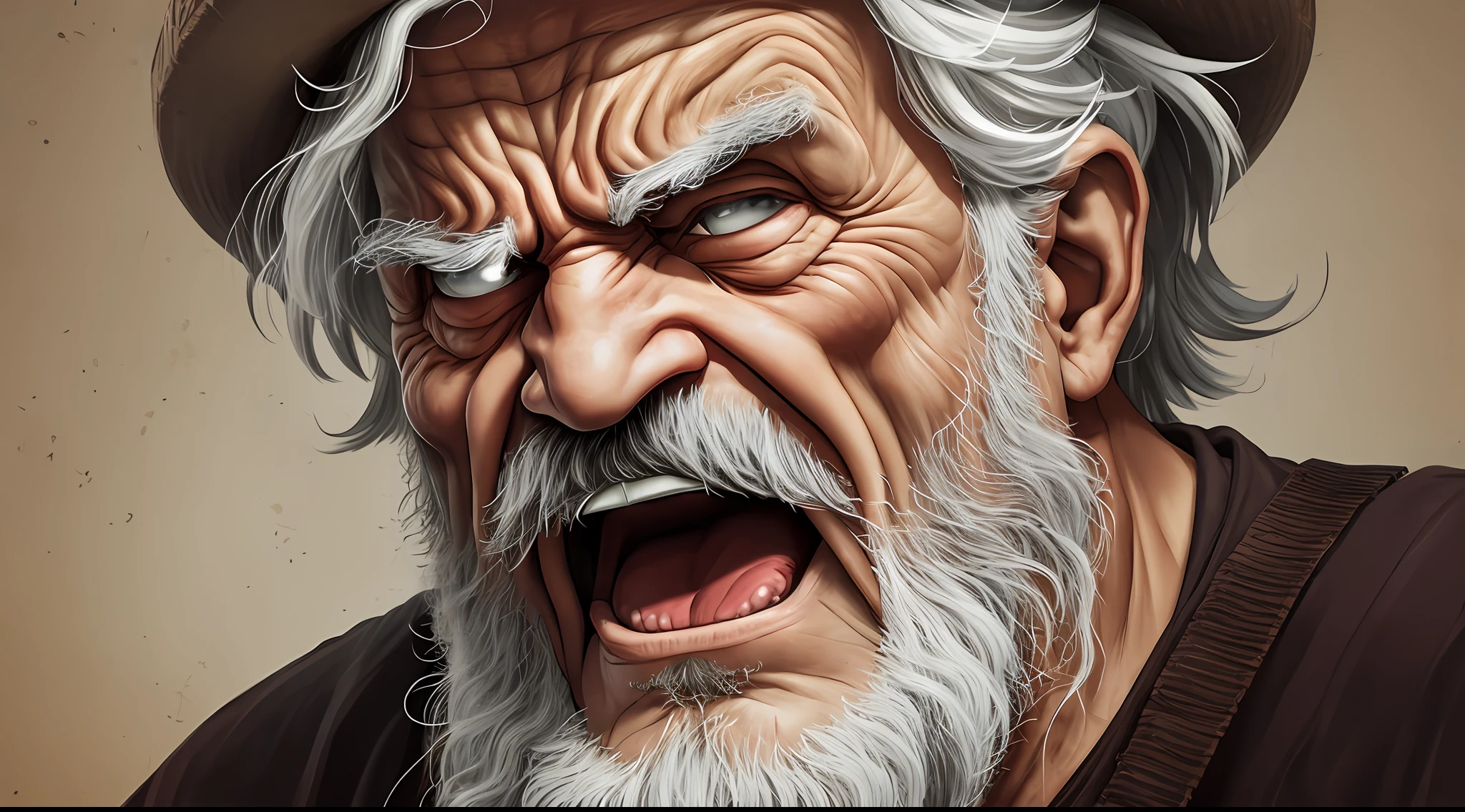an old Greek with an open mouth and an angry expression --auto --s2