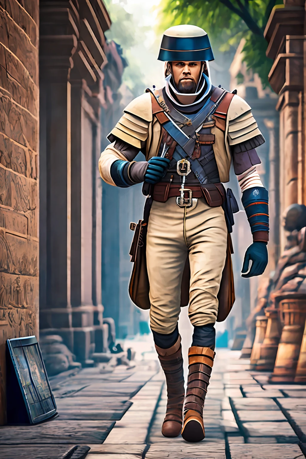 A time traveler exploring different eras, from antiquity to the distant future --auto --s2