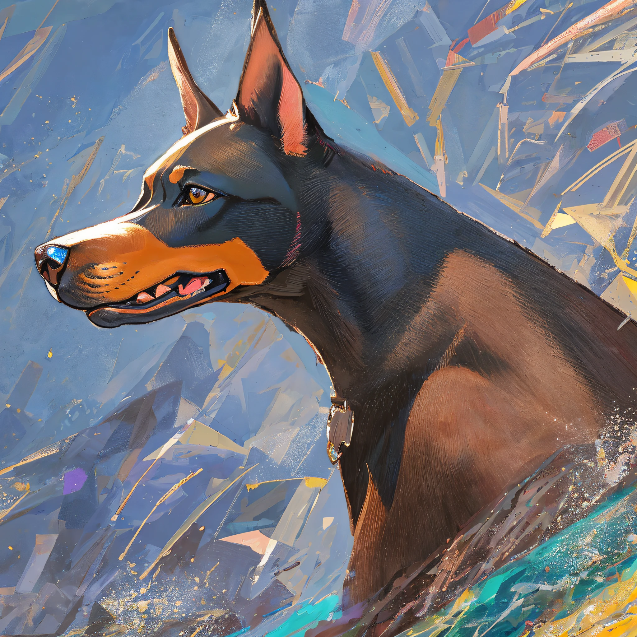best quality, {best quality}, {highres}, animal, dog, doberman, 2d, drawing --auto --s2