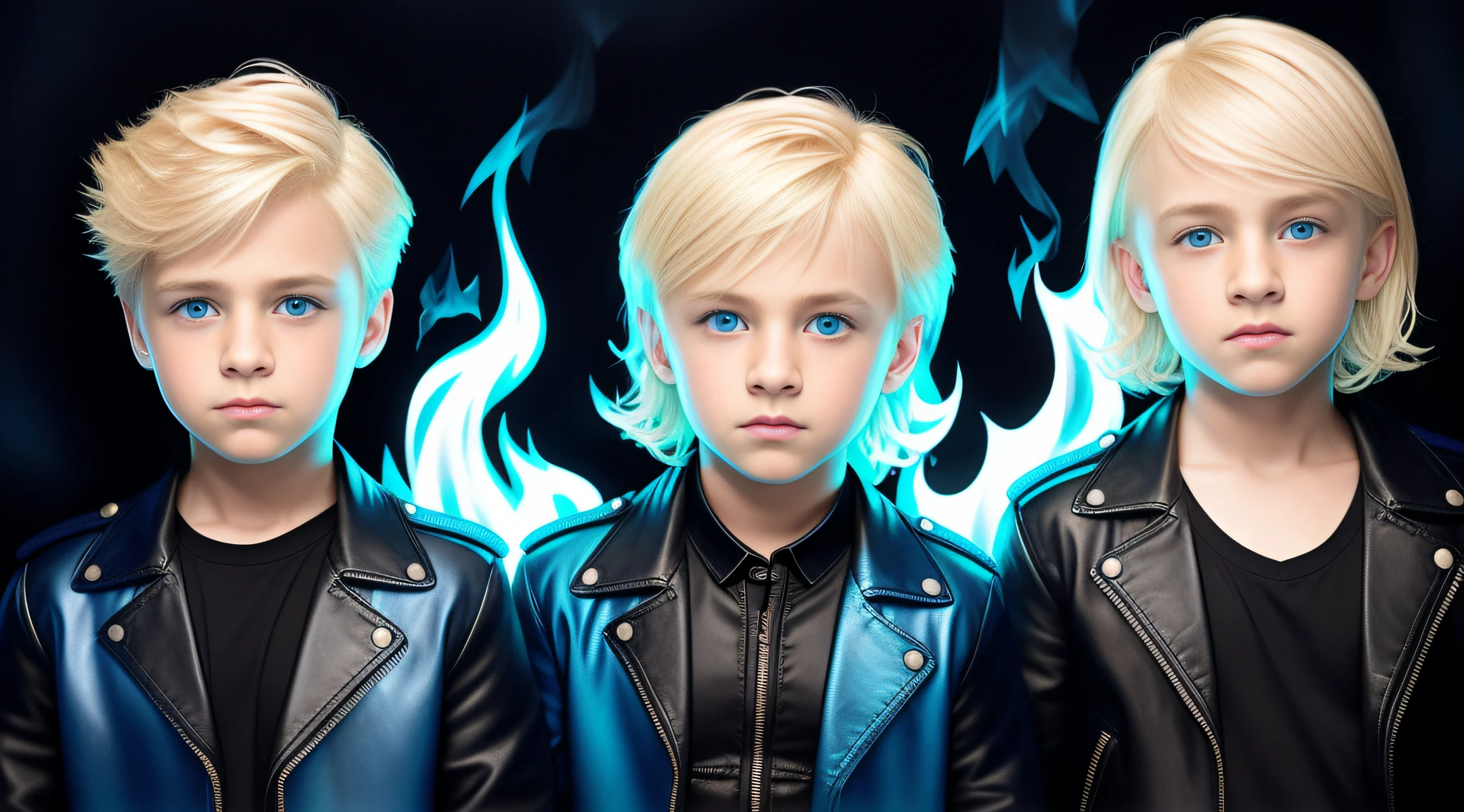 blond boy with blue eyes and blonde hair, young blonde boy fantasy thief, next gen, blue flames, new album cover, official artwork, color studio portrait, photo manipulation, avatar image, similar to malfoy, photoshopped, album cover, james cameron avatar style, closeup photo, blond hair blue eyes, alternate album cover, digital ilustration, kids, blond boy