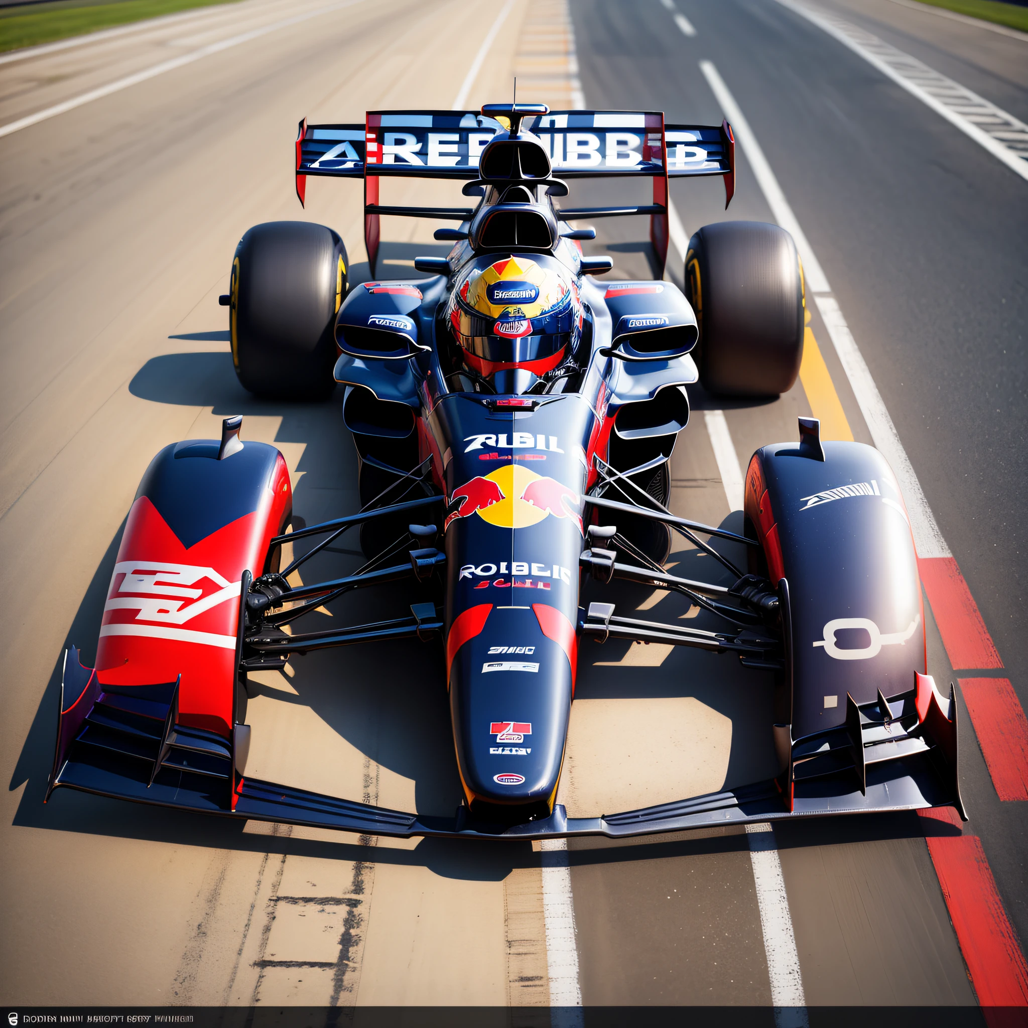 Redbull Formula 1 car with airplane in the background --auto --s2