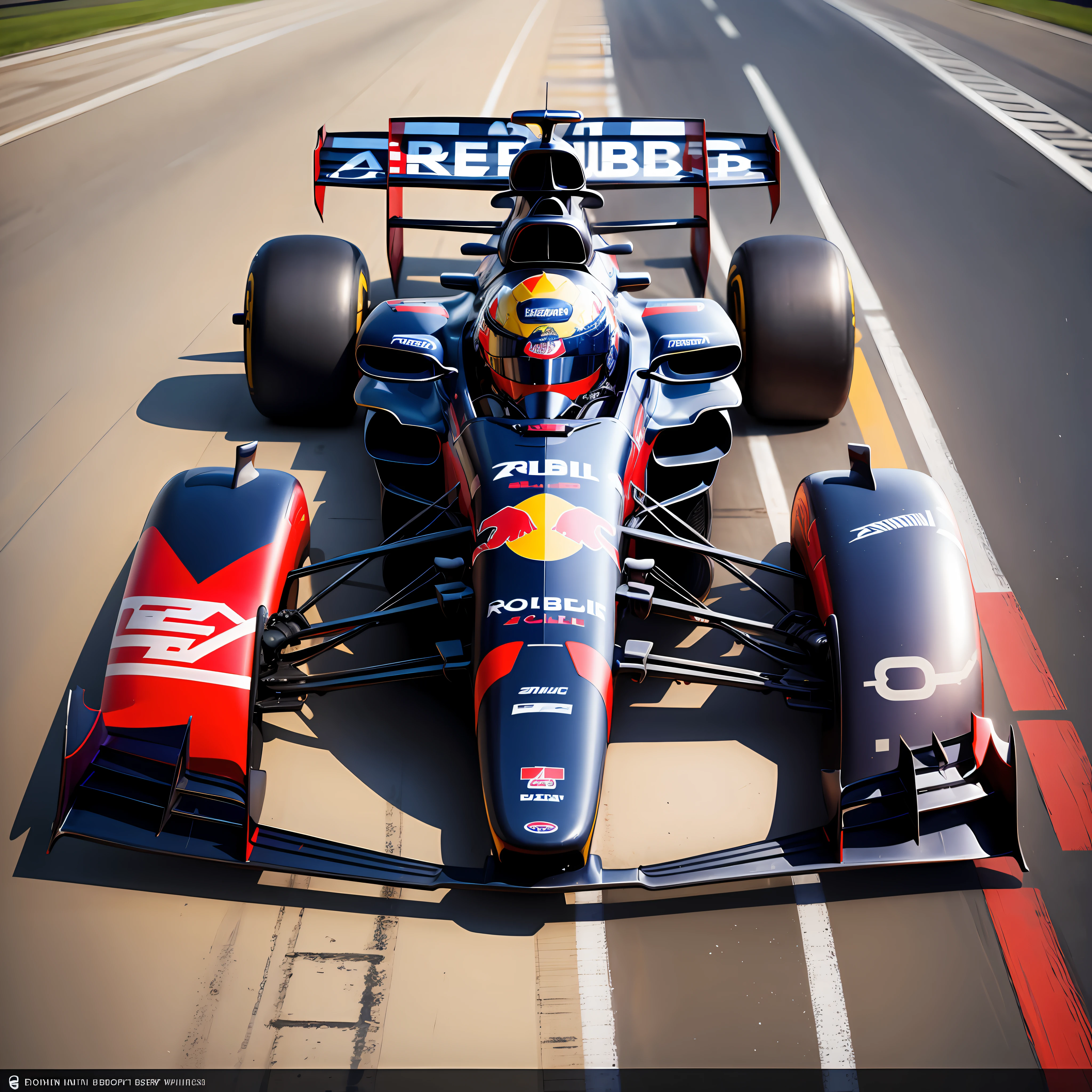 Redbull Formula 1 car with airplane in the background --auto --s2