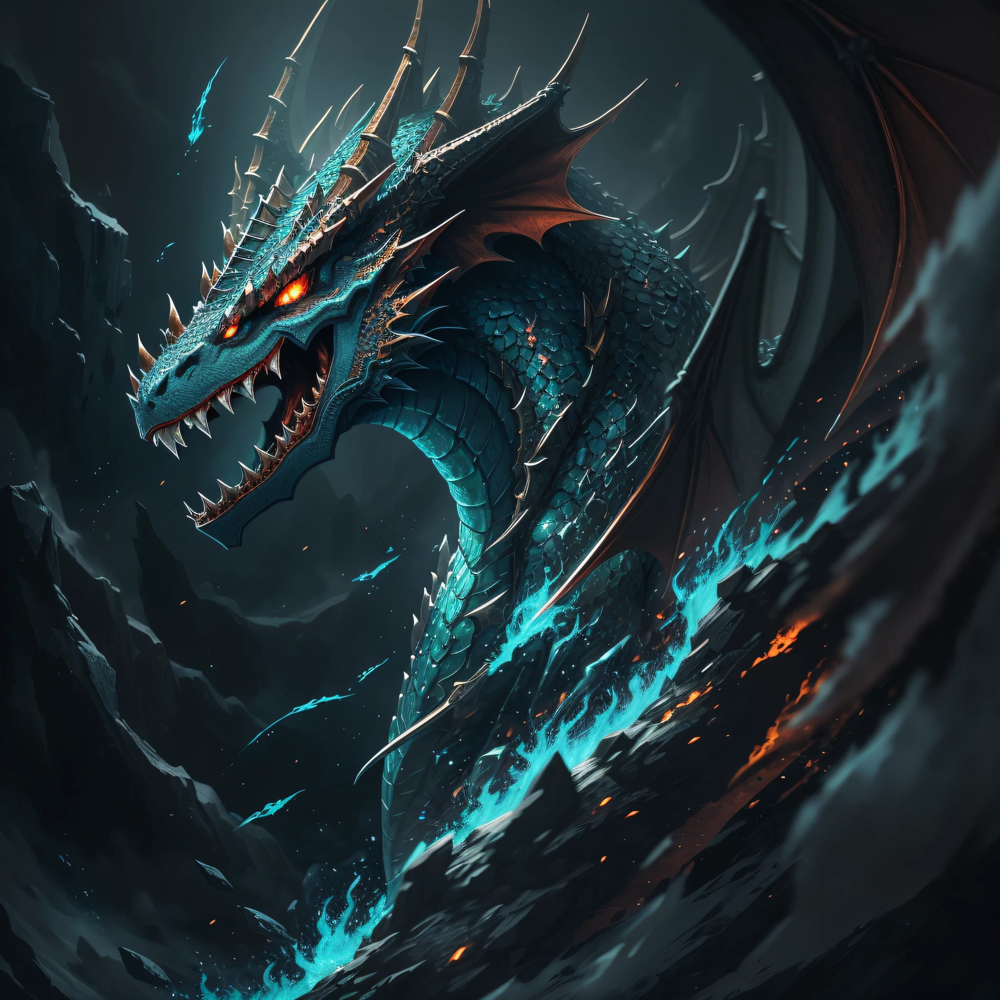 epic dragon, face, face, sharp teeth, claws, fangs, d&d dragon, a majestic gothic dragon, legendary dragon, colossal dragon, dragon, dragon art, lava, fire, flaming --auto --s2