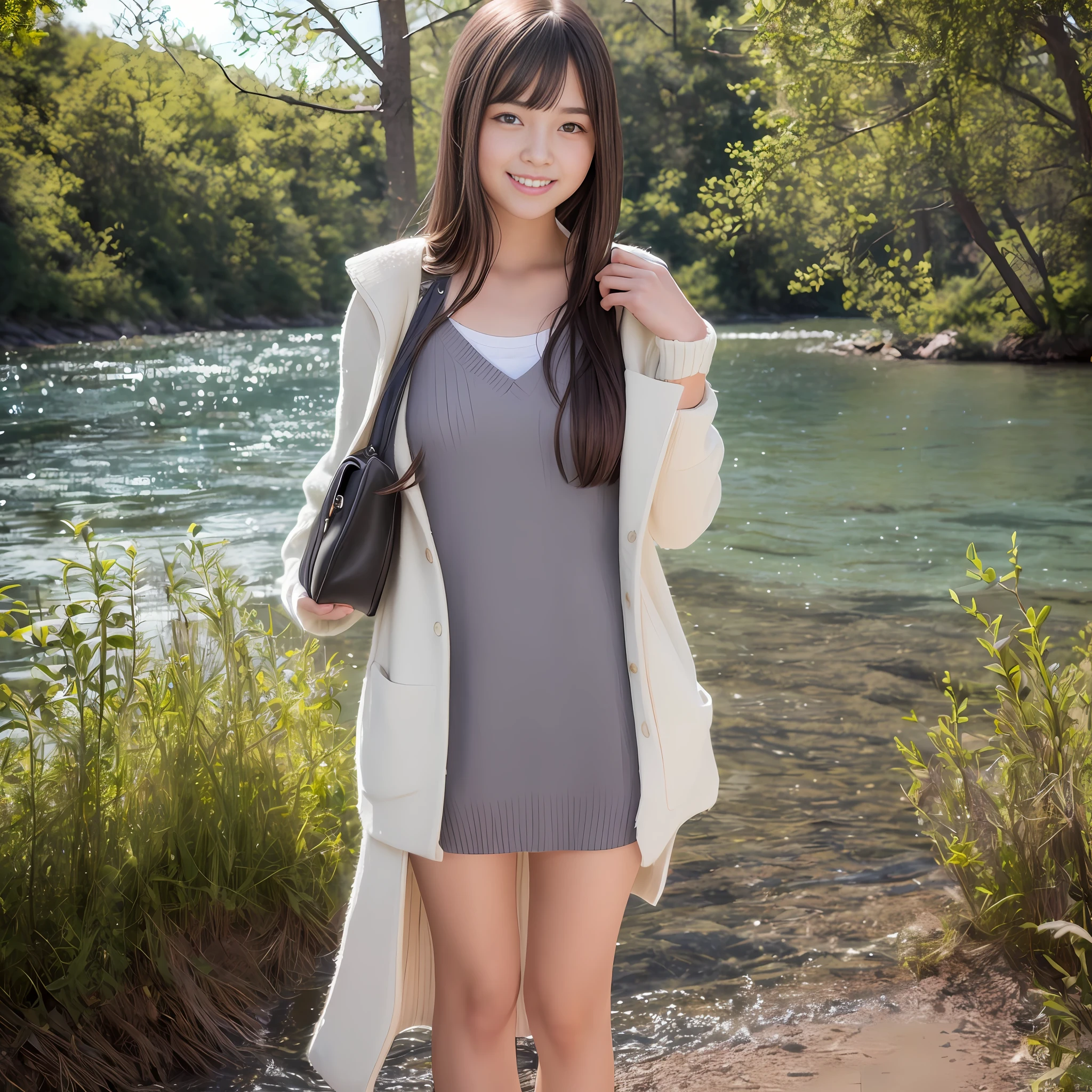 (8k, RAW photo, best quality, masterpiece: 1.2), (realistic, photorealistic: 1.37), one girl, middle school girl, beautiful face, smile, full body