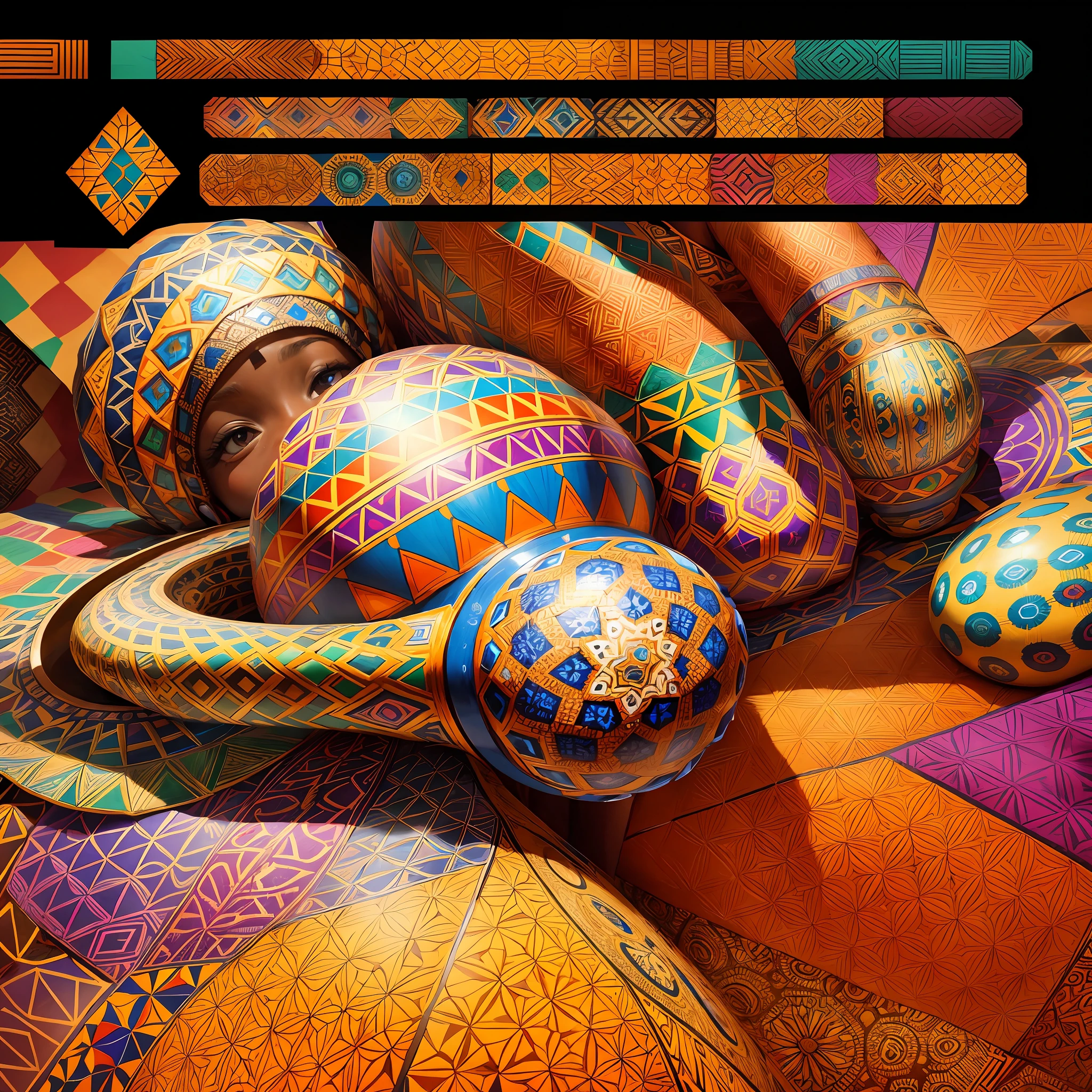African Geometric Kaleidoscope
Description: Enter a mesmerizing world of African-inspired geometric kaleidoscopes. Generate a collection of AI-generated images that showcase intricate patterns and vibrant colors, creating a visually captivating experience reminiscent of Africa's diverse cultures. Each artwork should be a unique blend of geometric intricacy and cultural richness. --auto --s2