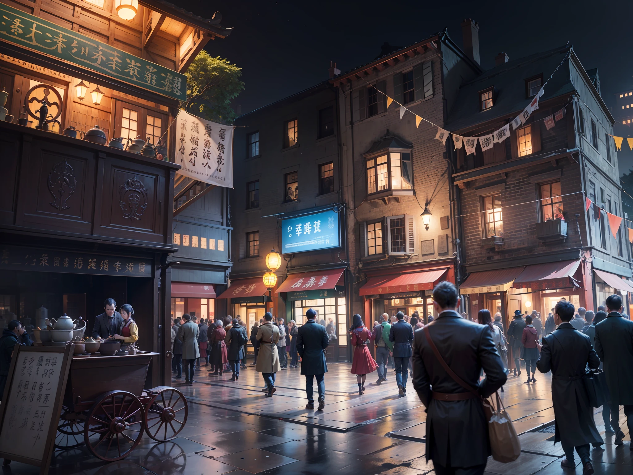 (of the best quality)(masterpiece)(realistic)(detailed)
Night, dragon dances, fireworks,
Red walls, stone streets, roads, tiles, beams, wooden doors, crocks, green trees, vegetation, flowers, stone floors,
Red earth walls, red wooden beams, red lanterns,
Steamed bun, steamer, chopsticks, porcelain bowl, wine jar, vase, yellow dog, lying, lying
Carriages, chests, rivets, ropes, hooks, clamps, rattles,
Crowds, children, women, young, old, shopping, leisure, fun, decorating, playing,
Eastern, traditional, ancient, dystopian, delicate, soft, bright, cheerful,
Song