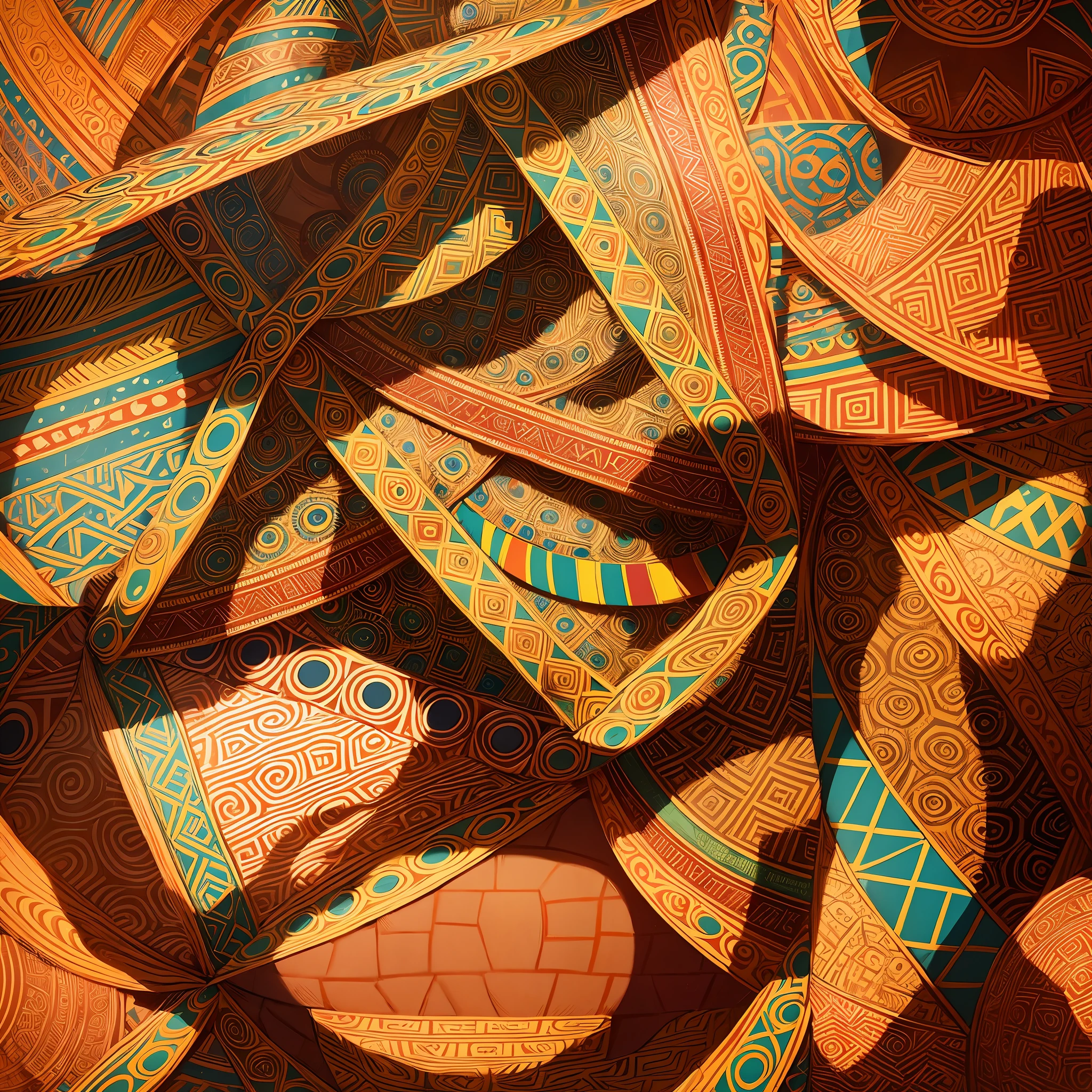 Afro Geometric Rhythms
Description: Explore the rhythmic beauty of African culture through AI-generated images that showcase intricate geometric patterns. Each artwork should exude a vibrant energy, combining harmonious shapes and colors inspired by Africa's rich heritage, resulting in a collection that embodies the rhythmic spirit of the continent. --auto --s2
