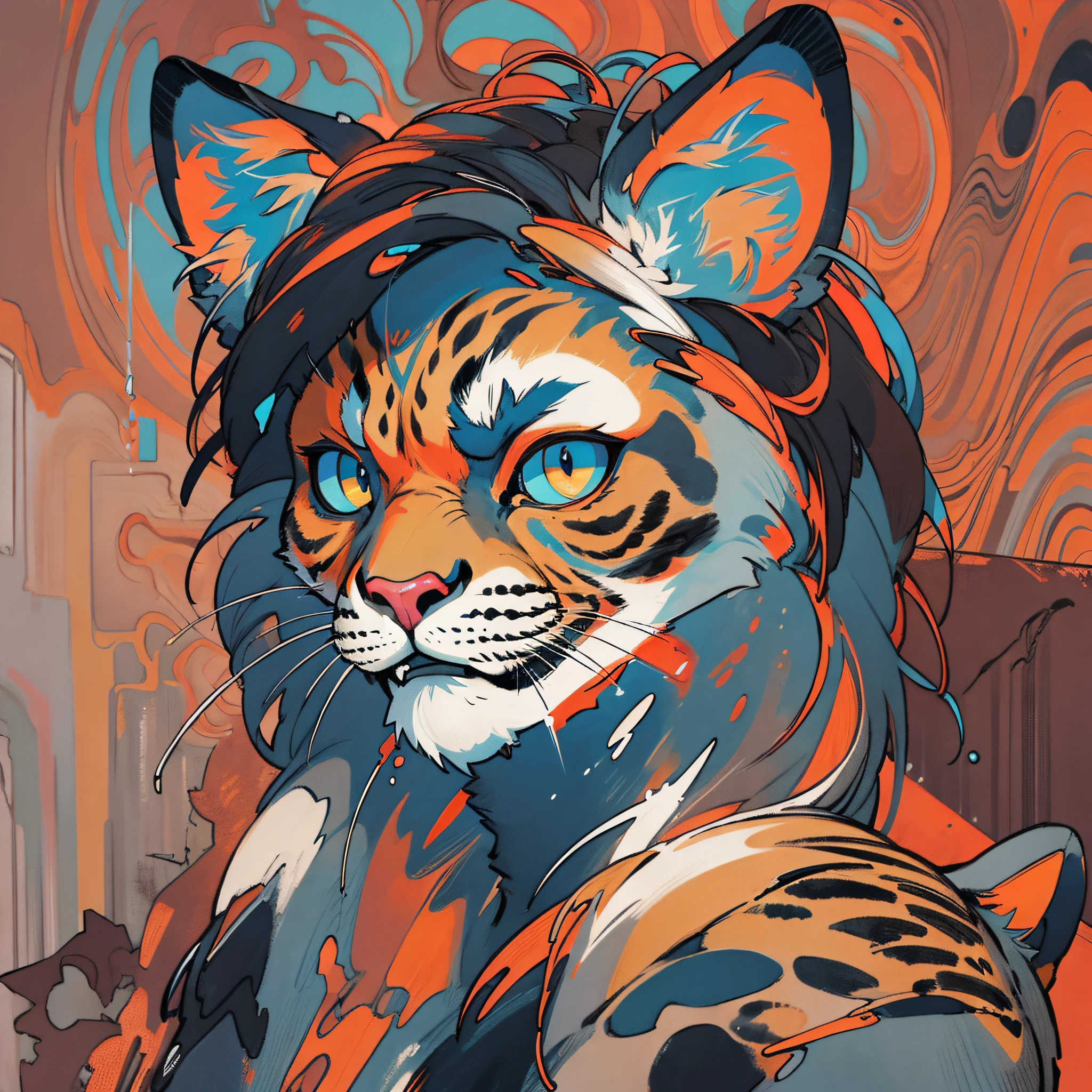 (Samdoesarts:1.3), nvinkpunk, rage, claws, dystopian iron punk, flurry, particles, horrifying techno-organic mutation (cheetah), portrait, backlighting, abstract, painting, painted by famous artist, ethereal, liquid, abstract, masterpiece, highly detailed, best quality, highest quality, realistic lighting, hyperdetailed, hyperrealism, limited flat color palette --auto --s2