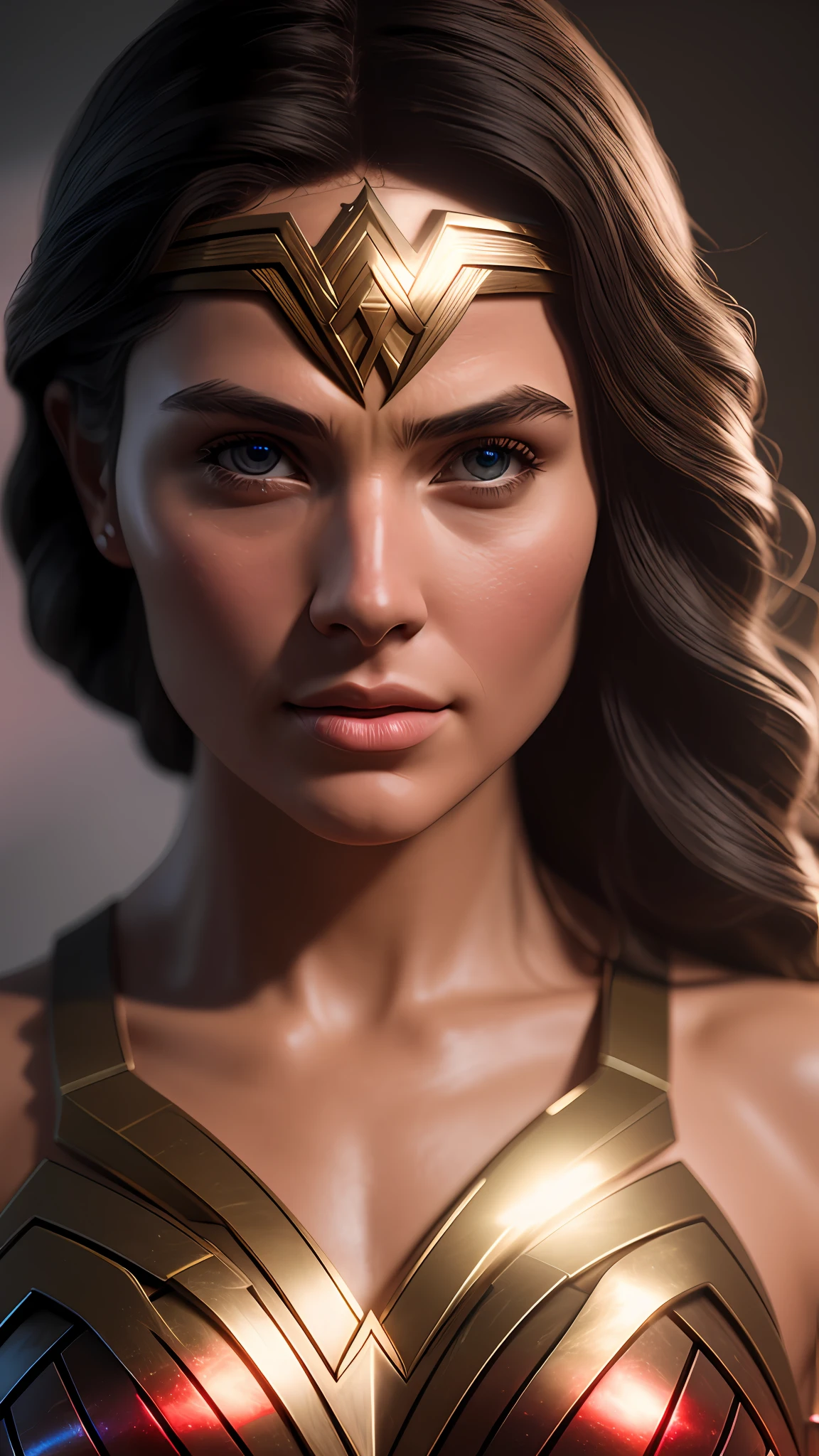 Cinematic soft lighting illuminates a stunningly detailed and ultra-realistic Wonder Woman that is trending on ArtStation. Octane is the perfect tool to capture the softest details of this 16k photography masterpiece