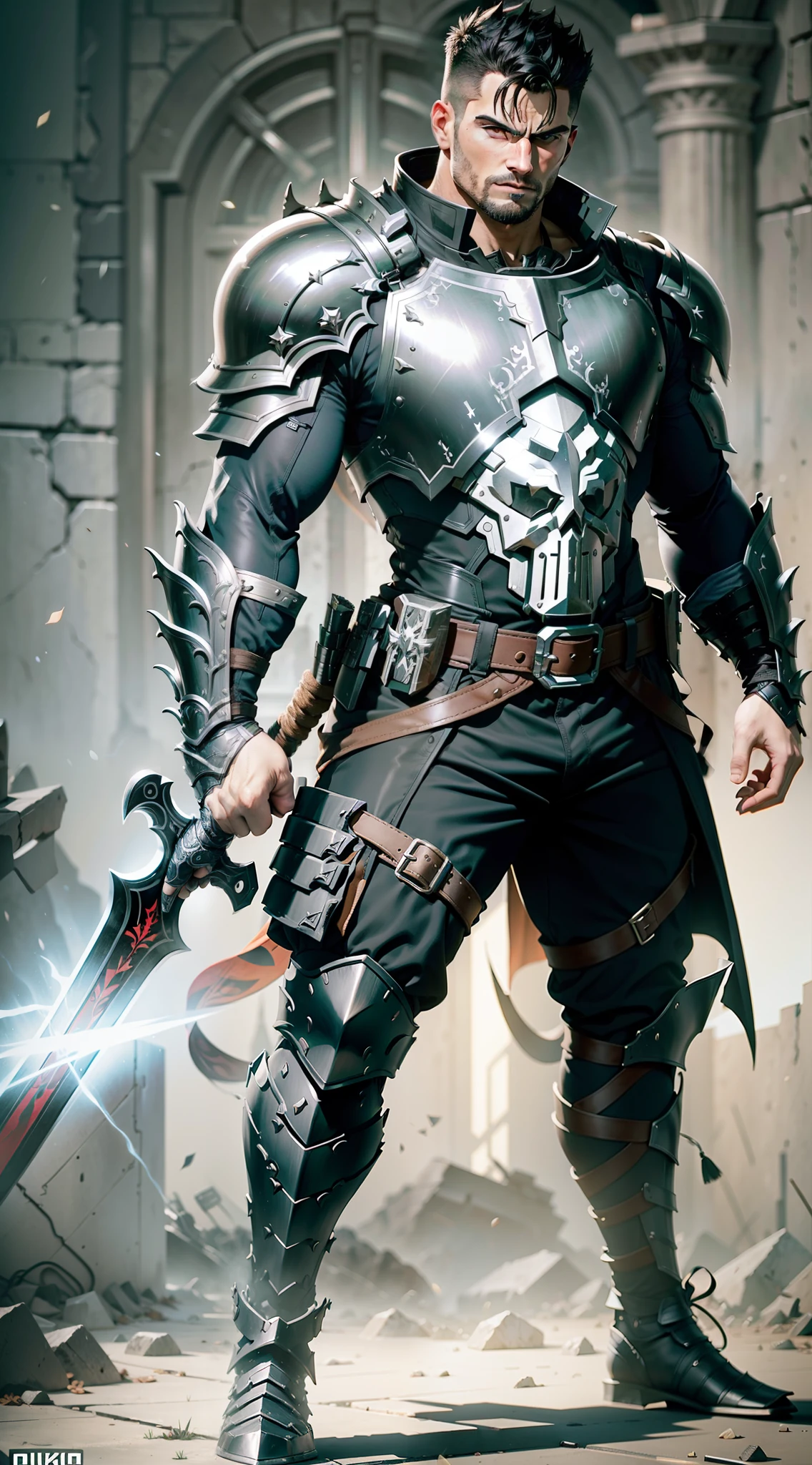 Black metallic armor
