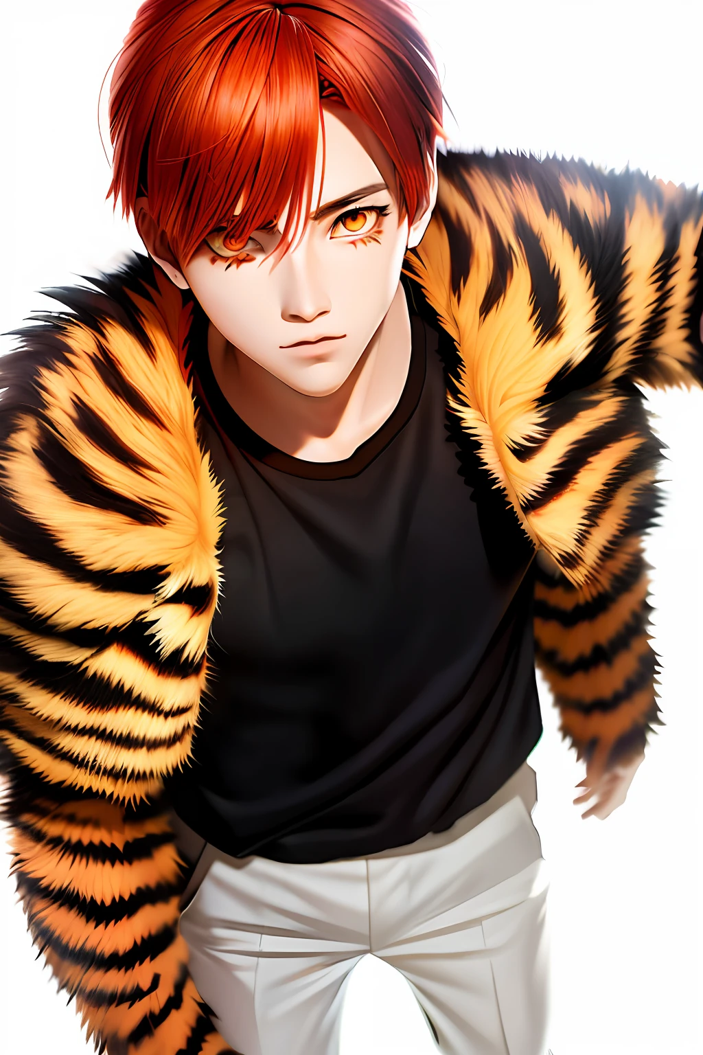 Anime with boy with tiger eyes and red hair