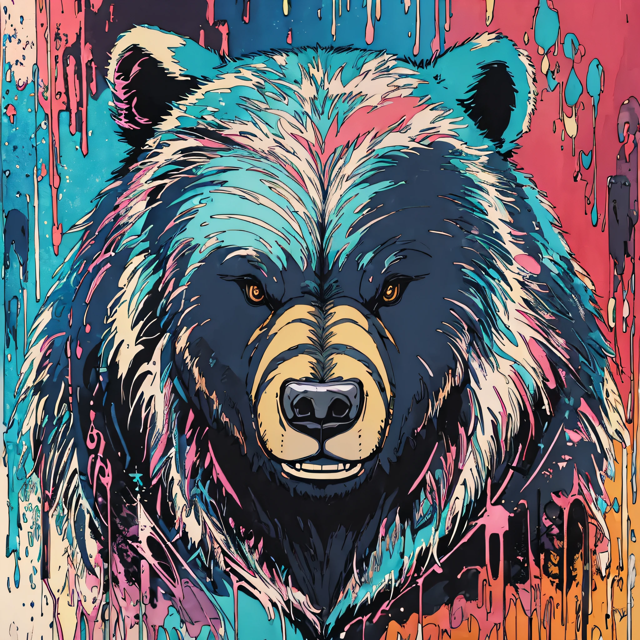 (samdoesarts:1.3), nvinkpunk, articules, horrifying techno-organic mutation (bear), portrait, backlighting, abstract, painting, painted by famous artist, ethereal, liquid, abstract, masterpiece, highly detailed, best quality, highest quality, realistic lighting, hyperdetailed, hyperrealism, colors, colorful, coat, sweatshirt --auto --s2