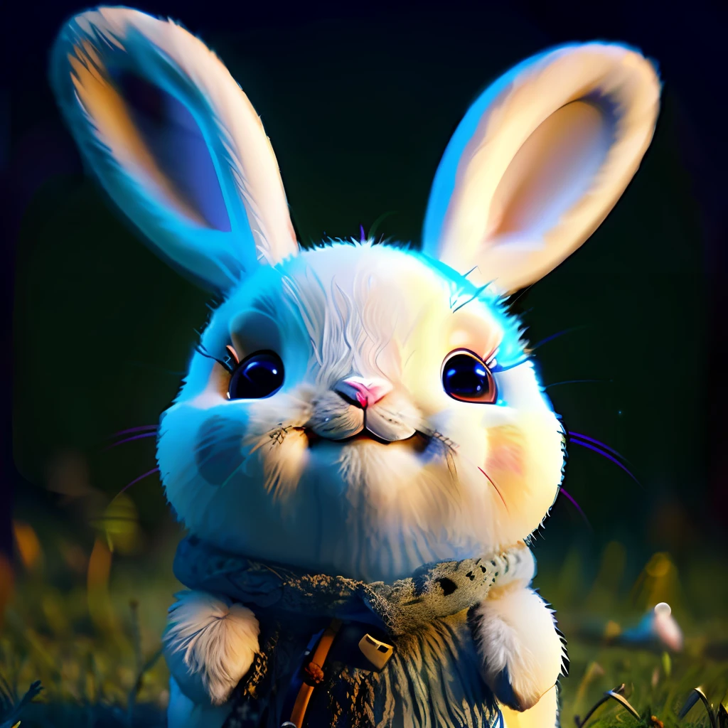 Draw a rabbit looking up at the stars