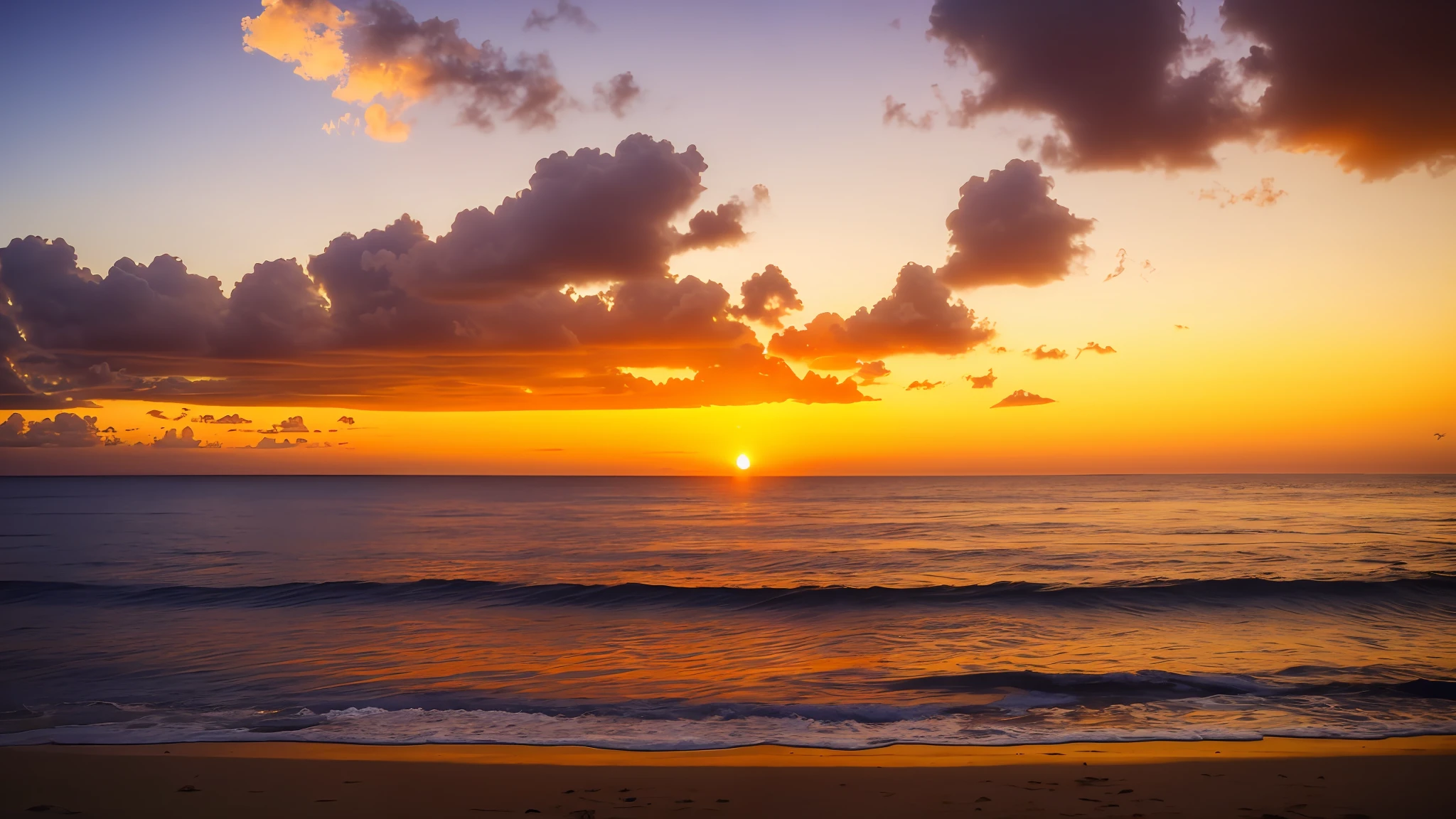 arafed view of a sunset over the ocean with waves, which shows a beach at sunset, sunset at the beach, the most beautiful sunset, beach sunset background, sunset on the beach, golden sunset, on the beach during sunset, at the beach on a sunset, golden hour time, at the golden hour, warm beautiful scene, in a golden sunset sky