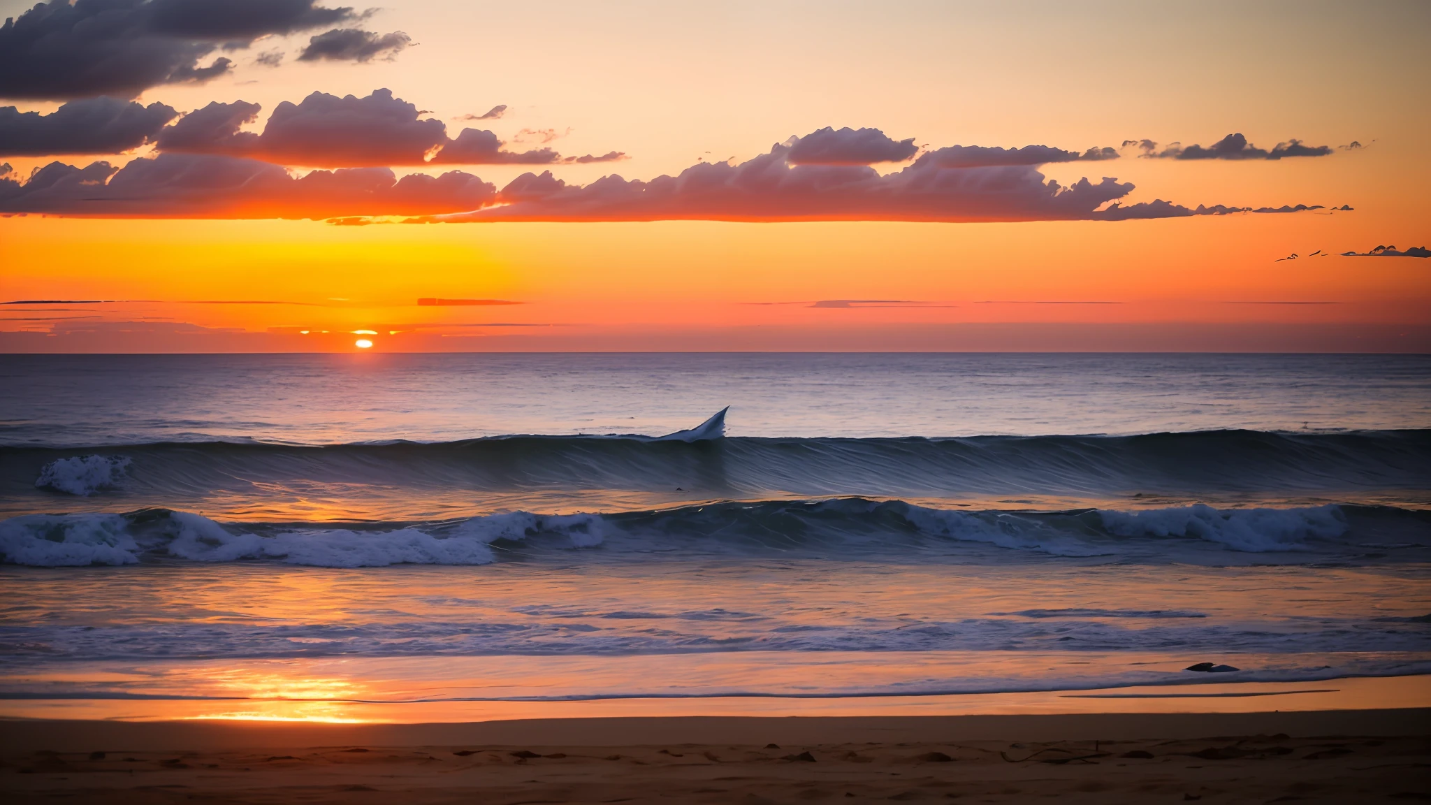 arafed view of a sunset over the ocean with waves, which shows a beach at sunset, sunset at the beach, the most beautiful sunset, beach sunset background, sunset on the beach, golden sunset, on the beach during sunset, at the beach on a sunset, golden hour time, at the golden hour, warm beautiful scene, in a golden sunset sky