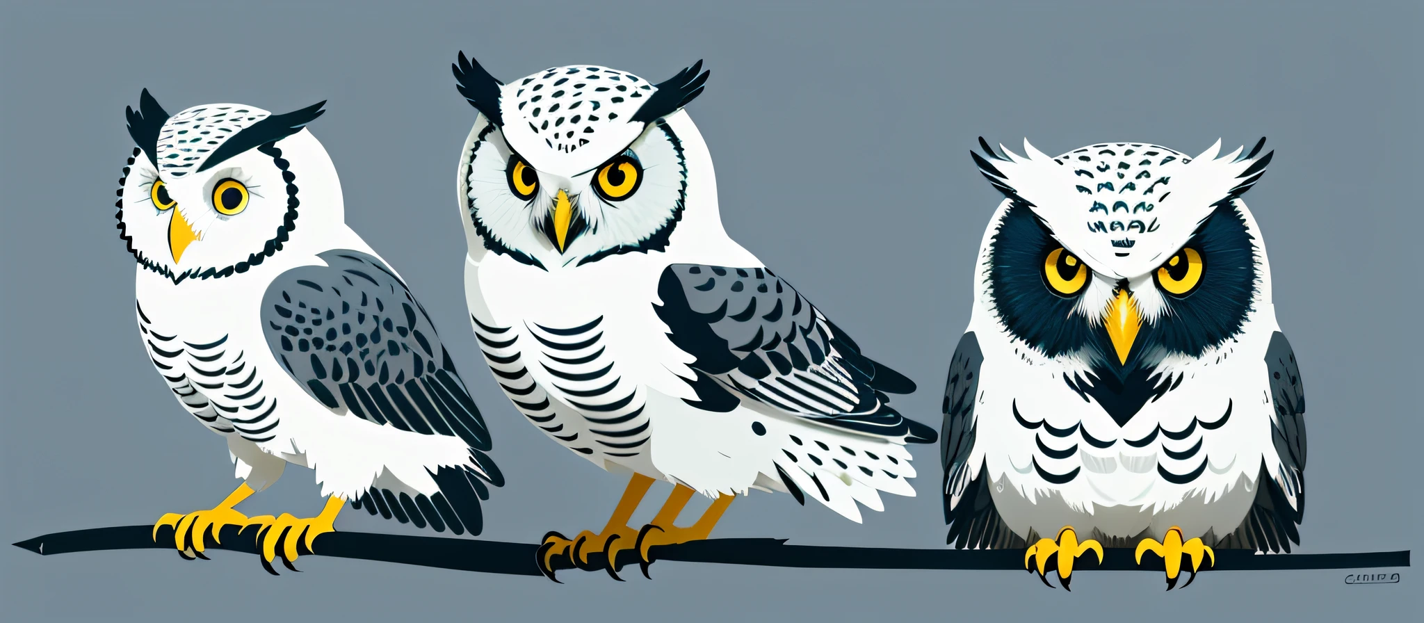 Minimalist owl - Illustration reminiscent of Charley Harper. A stylized and geometric representation of an owl with clean lines and vibrant colors, on a simple background. The color palette is bold and modern--v 5 --stylize 1000