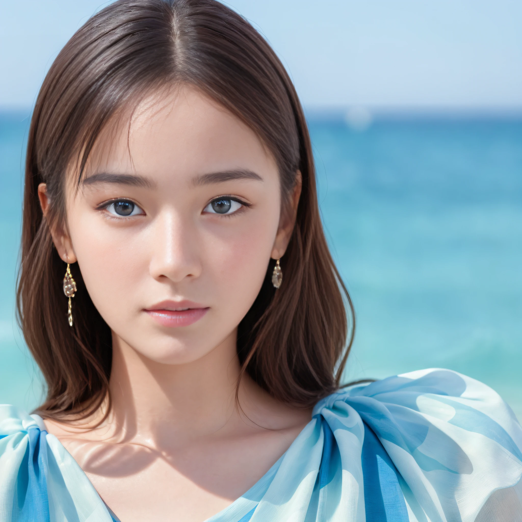 (1 girl:1.3), Solo, (((Highly detailed face)))), ((Highly detailed eyes and face)))), Beautiful detail eyes, unified 8k wallpaper, ultra detail, beautiful and beautiful, beautiful, masterpiece, best quality, original, masterpiece, ultra fine photography, best quality, ultra high definition, realistic realism, sunlight, full body, whole body:1.3, amazing beauty, dynamic poses, delicate face , vivid eyes, (from the front), 🏖 ,, 🌊