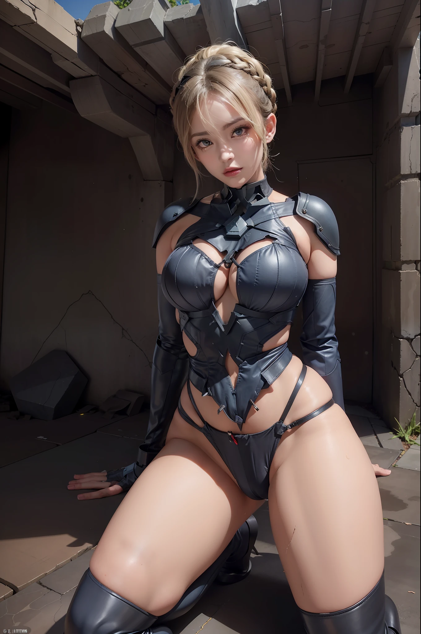 - [ ] (((wearing the torn sheer costume of the superheroine)))), ((no panties, no bra)), wet crotch, wet thighs, Beautiful girl with accentuated slender abs: 1.4, (((the tip is protruding, the areola protrudes, the shape of the pubic area is clearly visible))), ((pubic hair, bristles on the lower abdomen, the crotch is open, large and about to spill out of the costume, pubic hair sticks out of the outfit), Six Pack Abs: 1.4, Bust Botox, Big, Perfect Body, Photography, Sharpness, Unique 850 4, Koda850 K Portrait Camera, F1.6 Lens, Ultra-Realistic Textures, Magnificent Light Textures, Cinestil 800 Fashion Mechanics, (Futuristic Sci-Fi Battle Fashion, Elbow and Knee Cyberpad, Cyber Long Boots, Cyber Gloves: 1.1), (Shibari)), ((Arms behind the back)), (Completely bound)))), Restraints, Slaves, Collars, Contempt, ((Tears flow, pain, cry with pain)), Sweating, ((Wide Prison with Sunlight)))), (Dark Fantasy)), rendered in Unreal Engine, peeling ceilings, broken slabs, rebar between cracks, Realistic material details, extreme details, ultra-realistic materials, photos of internal ruins, Unreal Engine rendering concept art, broken walls, Unreal Engine art, (legs spread wide with ropes)), a huge prison with sunlight, a whole body illuminated by the sun, a torn costume,