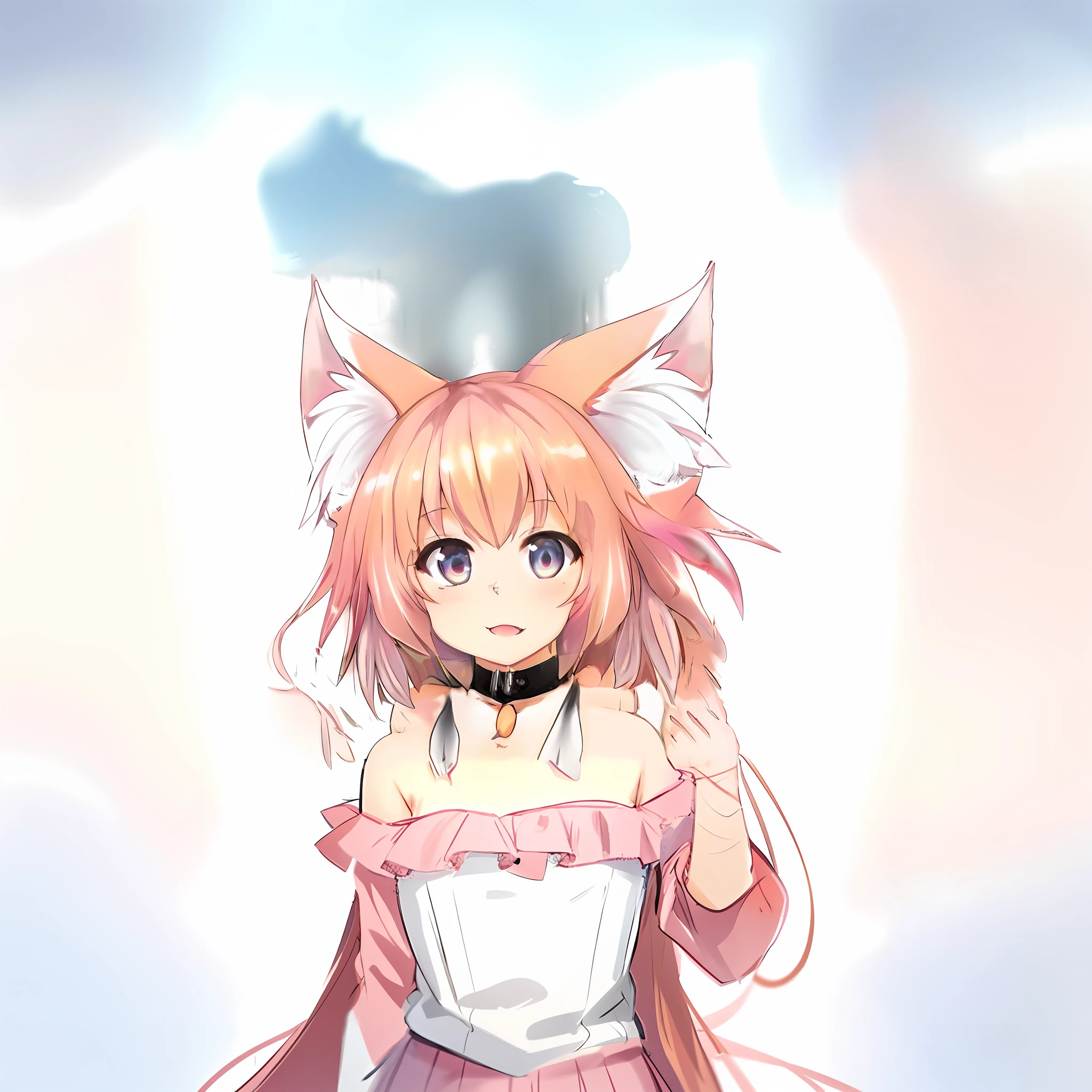 anime girl with pink hair and white collar and cat ears, cute anime catgirl, anime catgirl, anime girl with cat ears, girl with fox ears, fox ears, very beautiful anime cat girl, beautiful anime catgirl, fluffy fox ears, foxgirl, holo is a wolf girl, holo if a wolf girl, anime cat, nekomimi