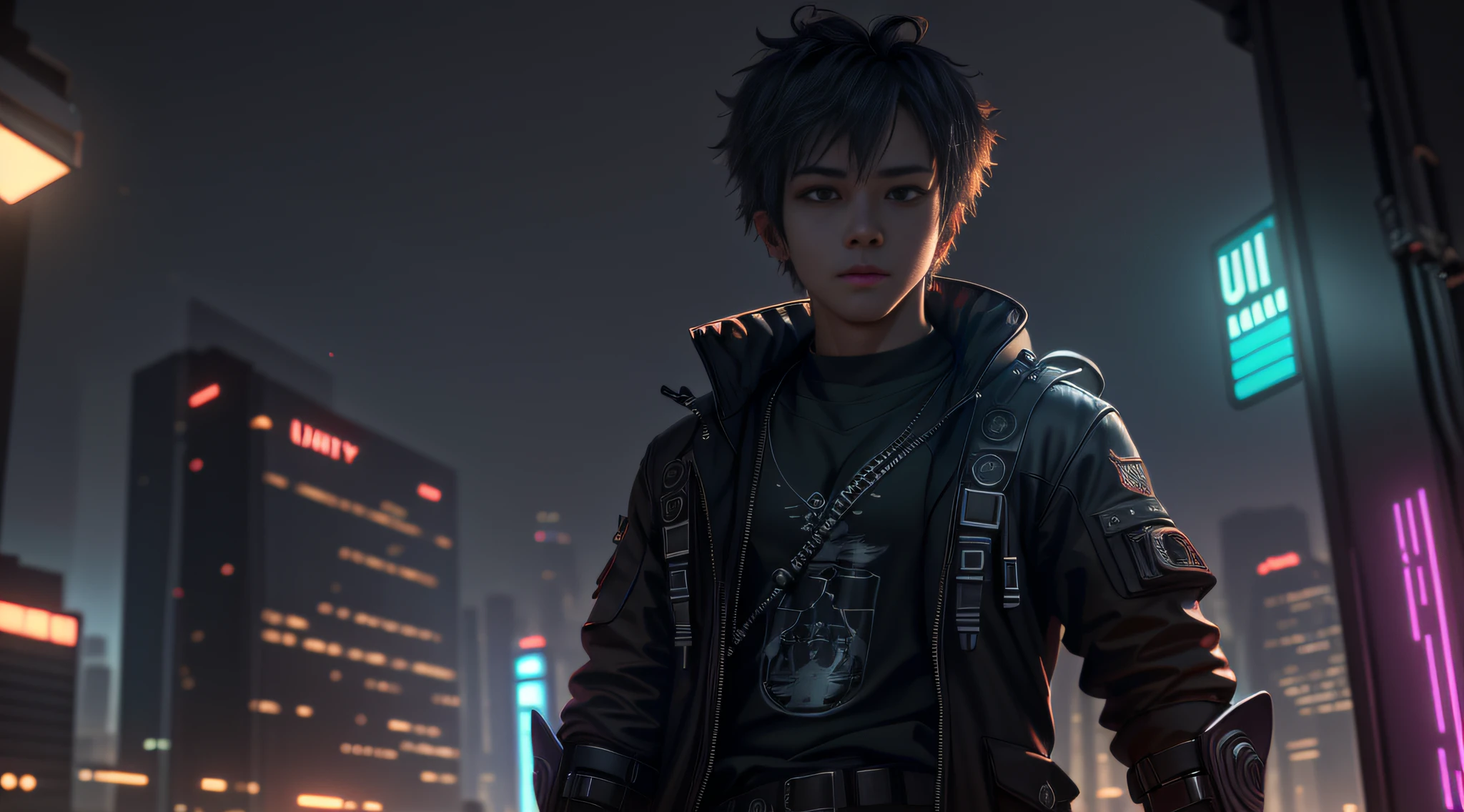 ultra detail, high resolution, ultra detailed, best quality, amazing, top quality, extremely detailed CG unity 8k wallpaper, cinematic lighting, cat fanboy, cyberpunk, dark boy