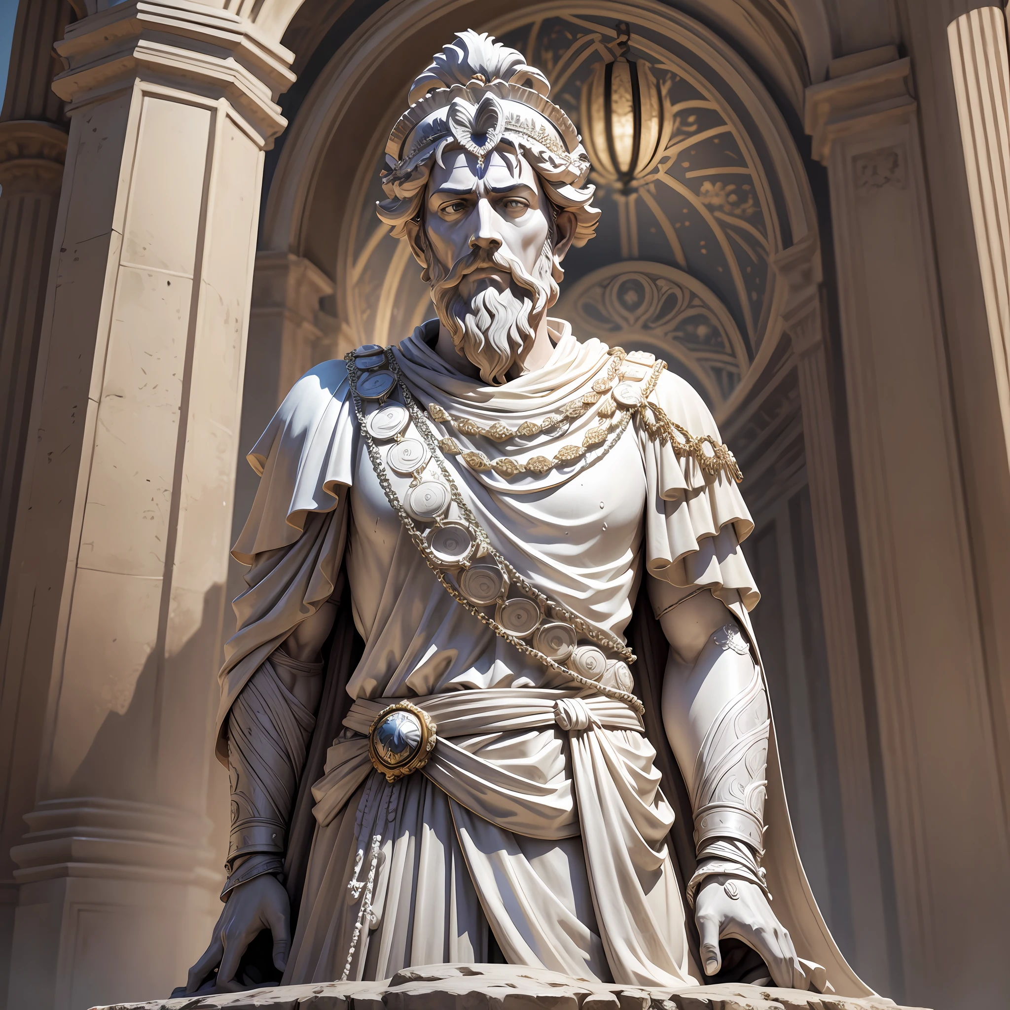 Emperor Marcus Aurelius ultra realistic 4k statue --auto --s2