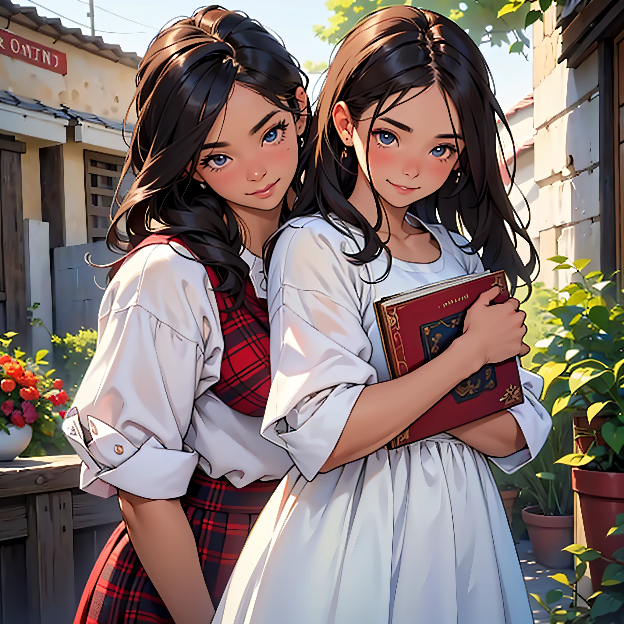 Cute puppy. Beautiful puppy. Adorable puppy. Portrait of a woman in a white dress, holding a book with delicate hands, expressing beauty and strength. Detailed portrait of an indigenous woman in cartoon style, with beautiful eyes, quick brushstrokes and vibrant colors. Cute puppy. Beautiful puppy. Masterpiece of a cute puppy, with red and white fur. Italian girl posing, detailed face, dark hair, athletic body, wearing red flannel and jeans. Soft hair, happy smile, cute Italian.