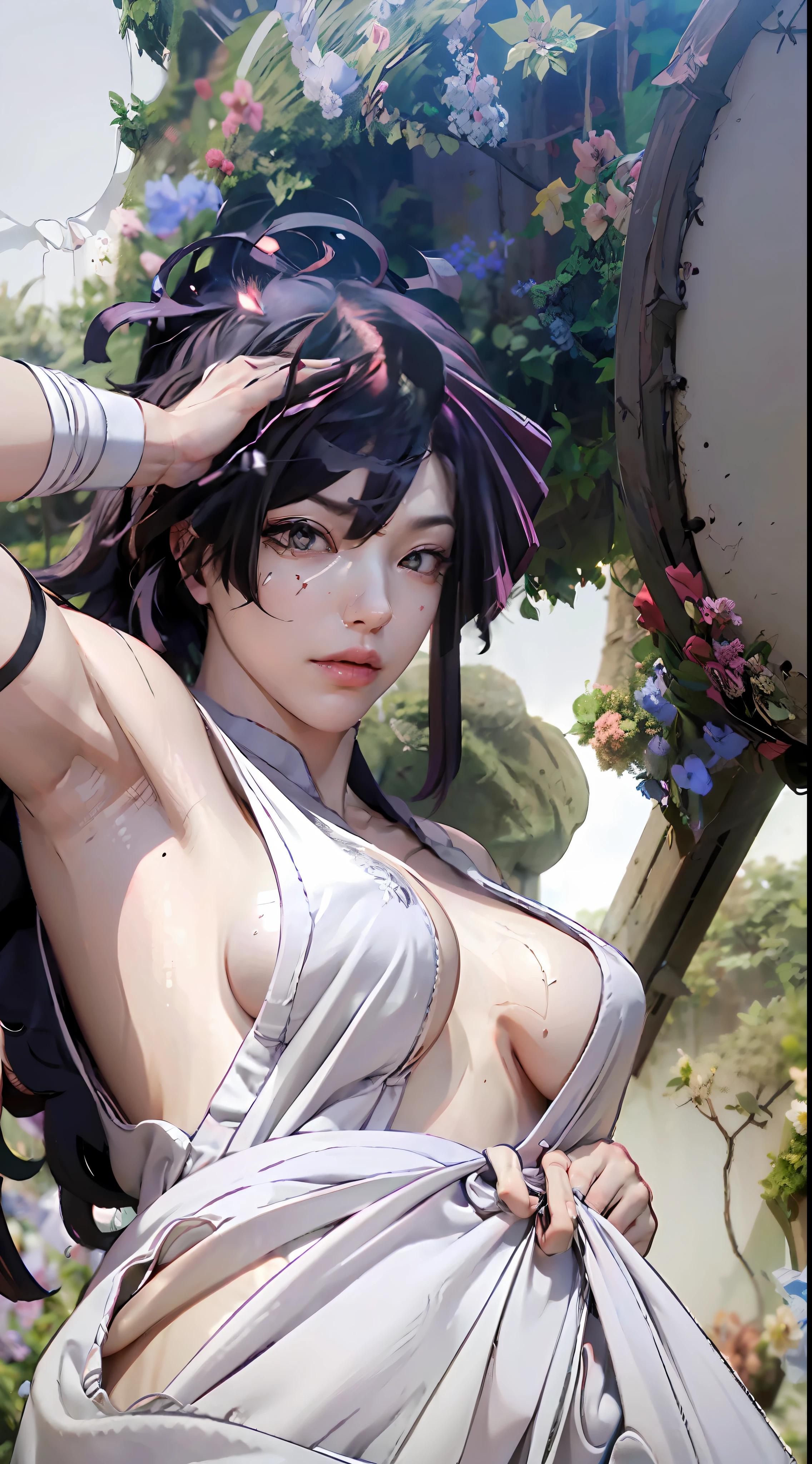 ((Best Quality)), ((Masterpiece)), (Very Detailed:1.3), 3D, Shitu-mecha, Beautiful cyberpunk woman with her mech in the ruins of a city in the forgotten war, ancient technology, HDR (High Dynamic Range), ray tracing, NVIDIA RTX, Super Resolution, Unreal 5, Subsurface scattering, PBR texture, Post processing, Anisotropic filtering, Depth of field, Maximum sharpness and sharpness, Multilayer texture, Albedo and highlight maps, Surface shading, Accurate simulation of light-material interactions, perfect proportions, octane rendering, duotone lighting, low ISO, white balance, rule of thirds, wide aperture, 8K RAW, efficient sub-pixels, subpixel convolution, luminous particles, light scattering, tyndall effect, transparent clothing, lace trim, lace seduction, bare legs, miniskirt, long legs, thighs, big breasts, huge breasts, split skirt, pink lace trim, upturned hips, big breasts, big breasts, big breasts, high split cheongsam, coquettish type, charming, coquettish Chest leakage, bursting breasts, long hair, curly hair, big breasts, seduction, tall figure, white skin and beauty, mesh stockings, broken nets, white hair, fat breasts and buttocks