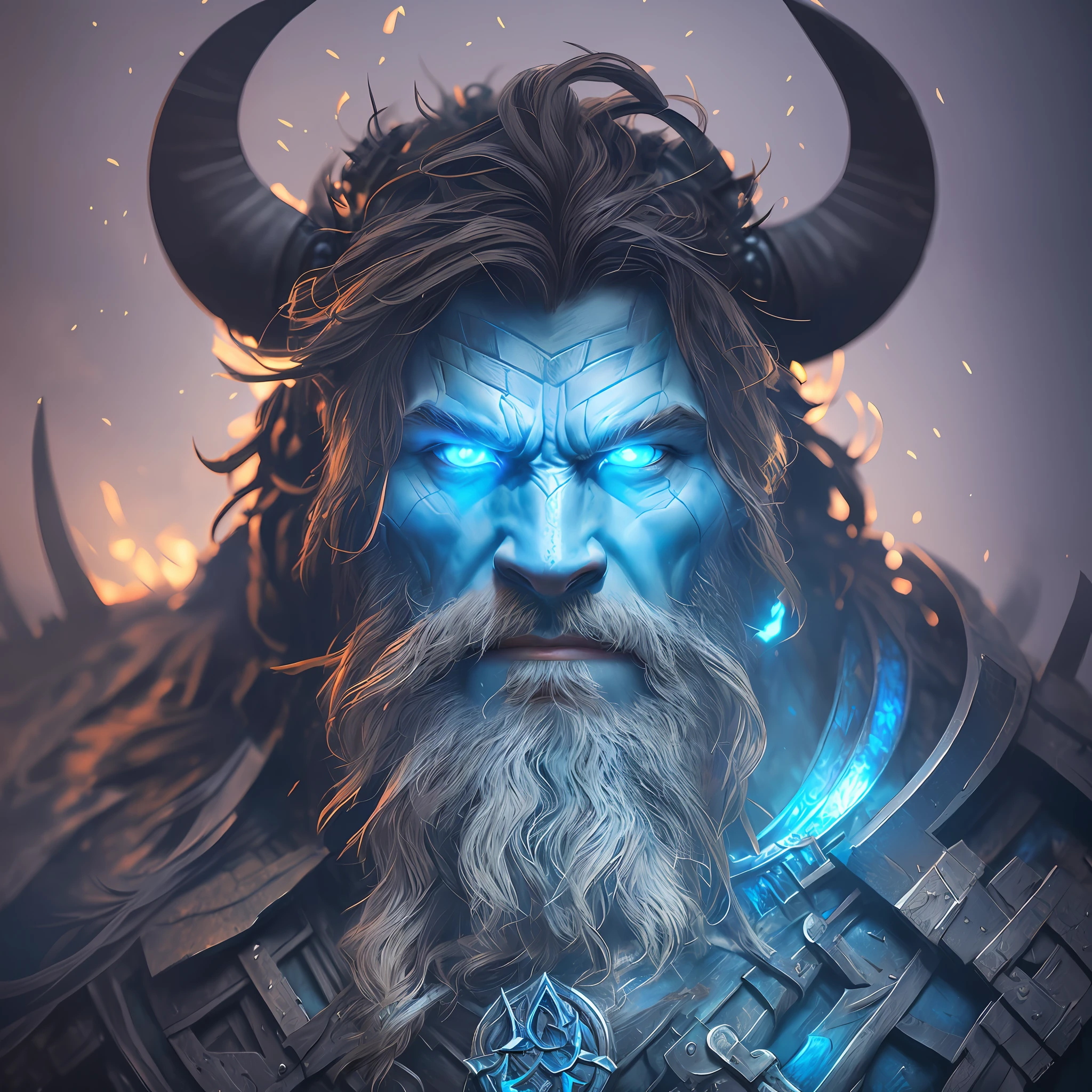 Close-up of the cow, portrait of the rugged minotaur, super detailed fantasy character, portrait of the male god Svarog, portrait of rough zeus, fantasy concept art portrait, painted portrait, trend art station, voitek doctors, journey to the west character, D&D trend on art station