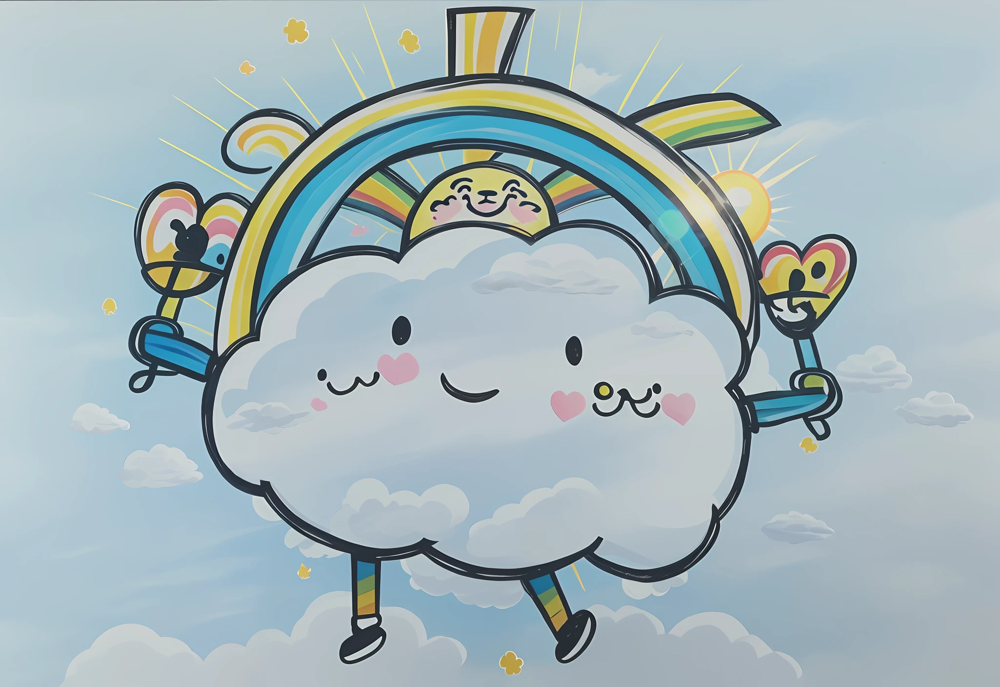 The clouds are more fluffy and three-dimensional, and the eyes are delicate