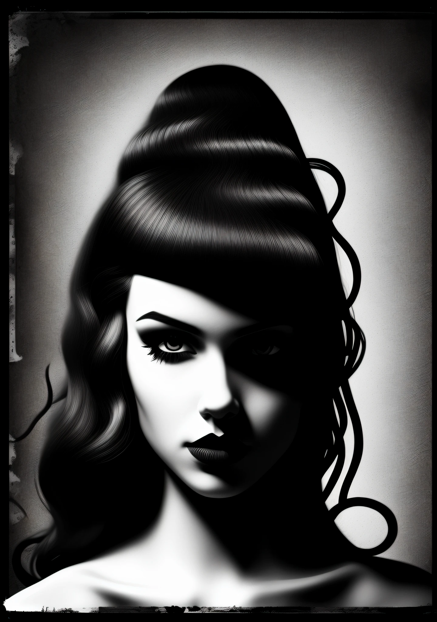 Style, cthulhutech movie poster, dark, black and white, dark, grainy.