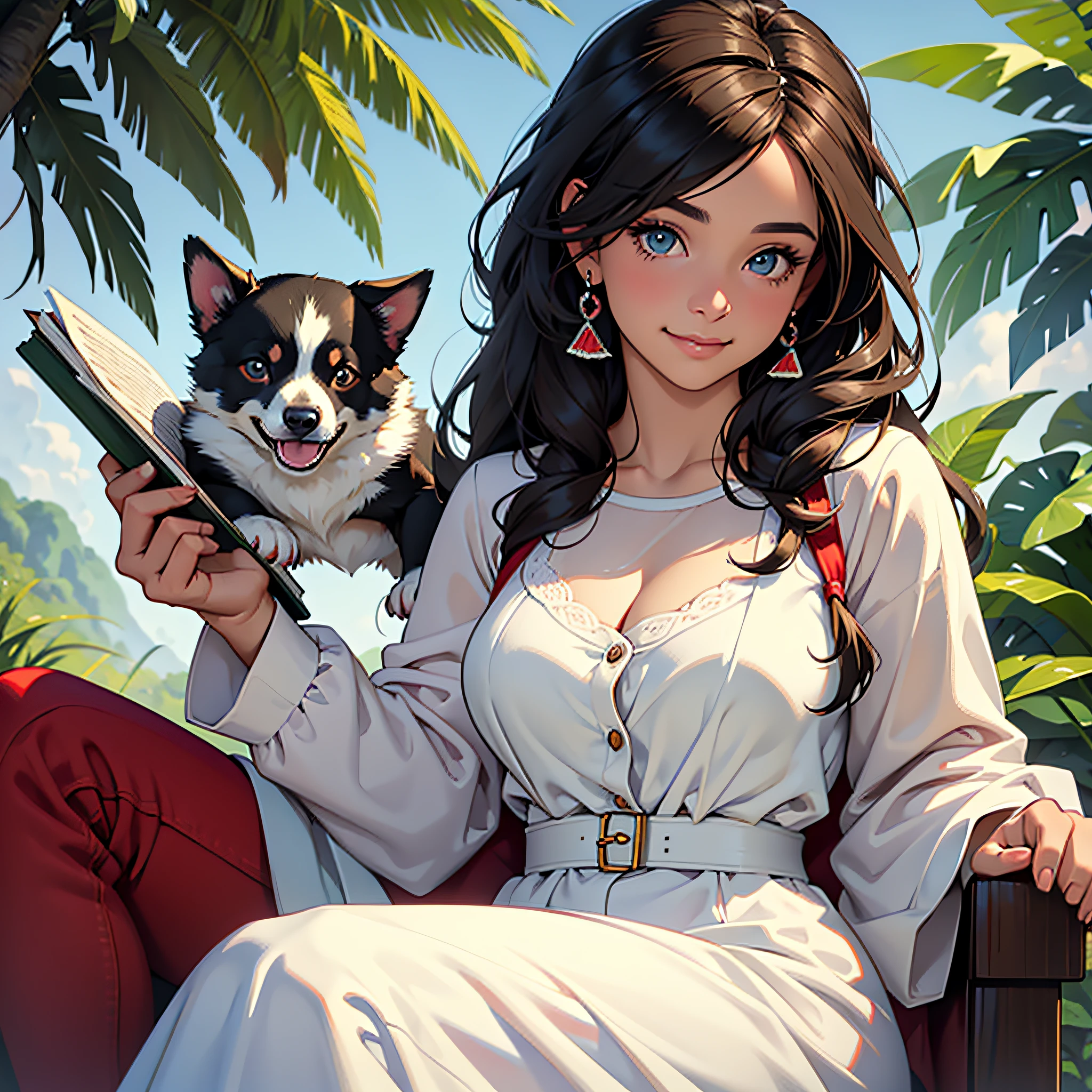 Cute puppy. Beautiful puppy. Adorable puppy. Cute cat. Cute toucan. gorgeous toucan. Portrait of a woman in a white dress, holding a book with delicate hands, expressing beauty and strength. Detailed portrait of an indigenous woman in cartoon style, with beautiful eyes, quick brushstrokes and vibrant colors. Cute puppy. Beautiful puppy. Masterpiece of a cute puppy, with red and white fur. Italian girl posing, detailed face, dark hair, athletic body, wearing red flannel and jeans. Soft hair, happy smile, cute Italian.