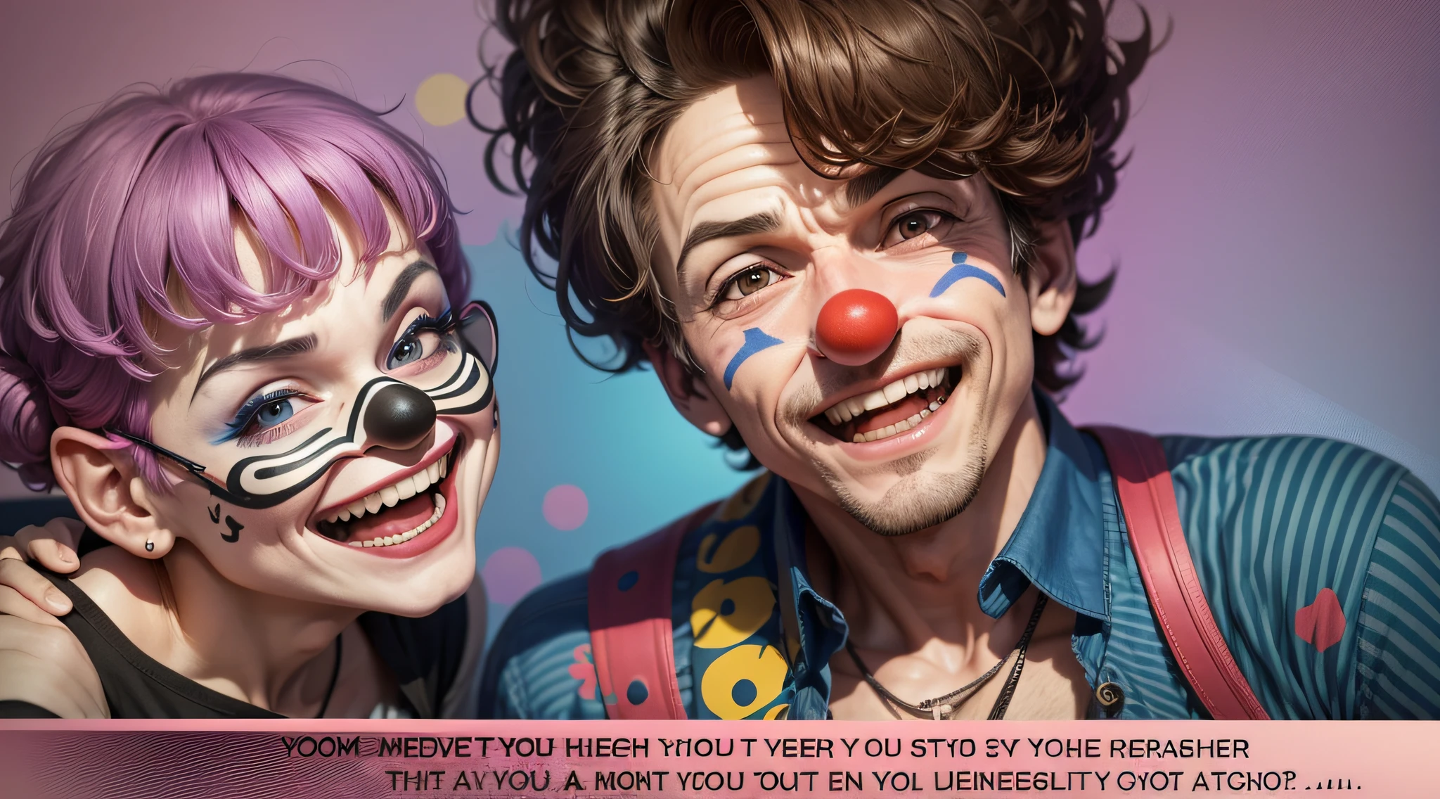 A CLOWN IS CARICATURING WELL-KNOWN PERSONALITIES
This Symbol pictures a situation of someone being light-hearted, enjoying life and taking on the attributes of others in order to entertain and amuse those around them. Laughter is said to be the best medicine and employing fun and a light attitude can be useful tools to relax and get things back on the right track. However, perhaps someone is not 'being real', using masks to hide what's really going on in their life. It can be fun to look at life from an objective viewpoint and caricaturing others can cause us to laugh at the seriousness of life. Or, perhaps someone’s playing the fool when the situation really needs a more serious response. This degree often shows the ability to take on the personas of others. --auto --s2