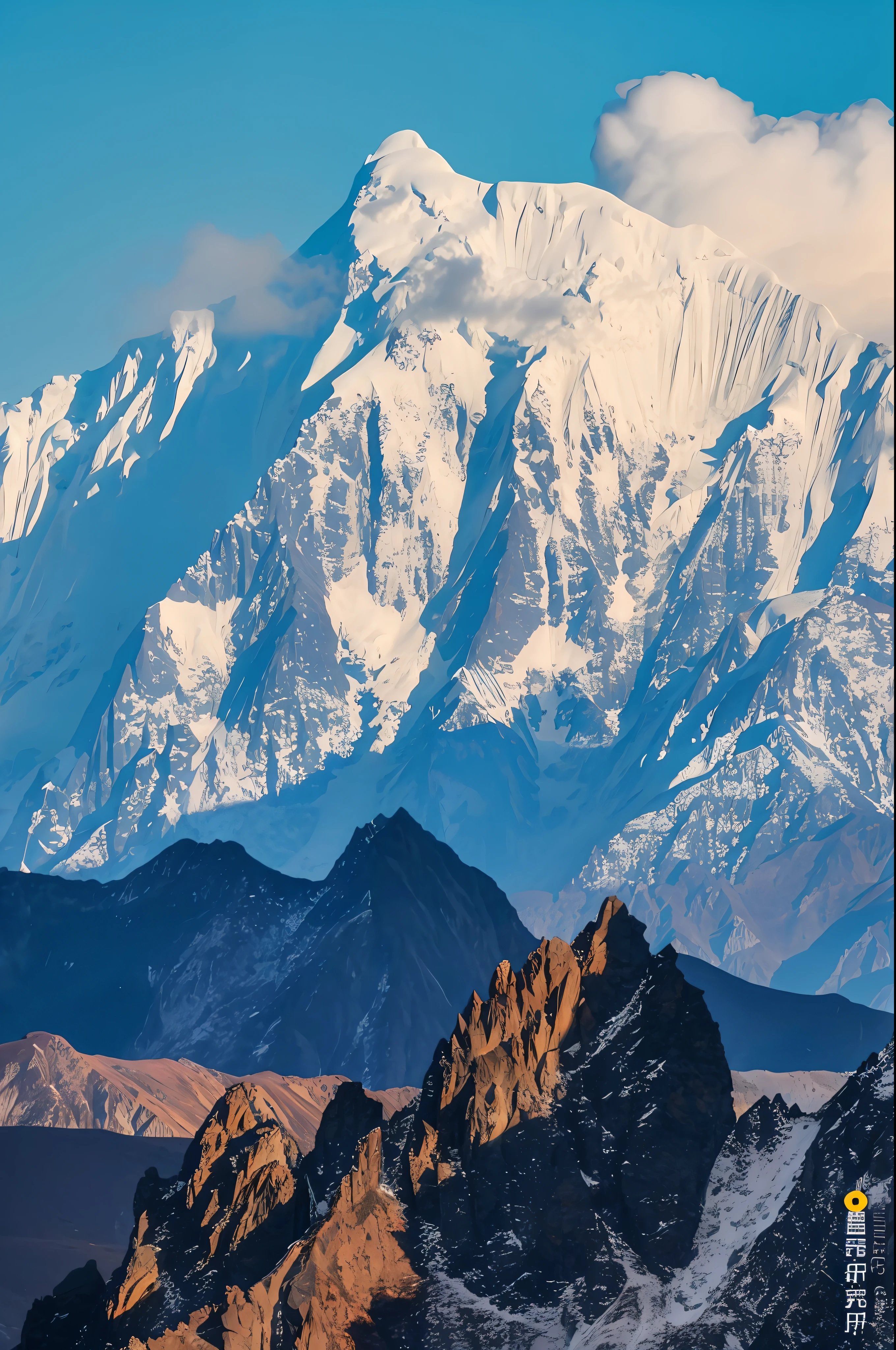 mountains covered in snow and clouds with a blue sky, breathtaking himalayan landscape, himalayas, icy mountains in the background, high mountains, snow capped mountains, spectacular mountains, breathtaking mountains, beautiful mountains behind, icy mountains, with a snowy mountain and ice, mountain in background, gigantic mountains, mountain range, beautiful mountains, giant imposing mountain, tall mountains in the horizon