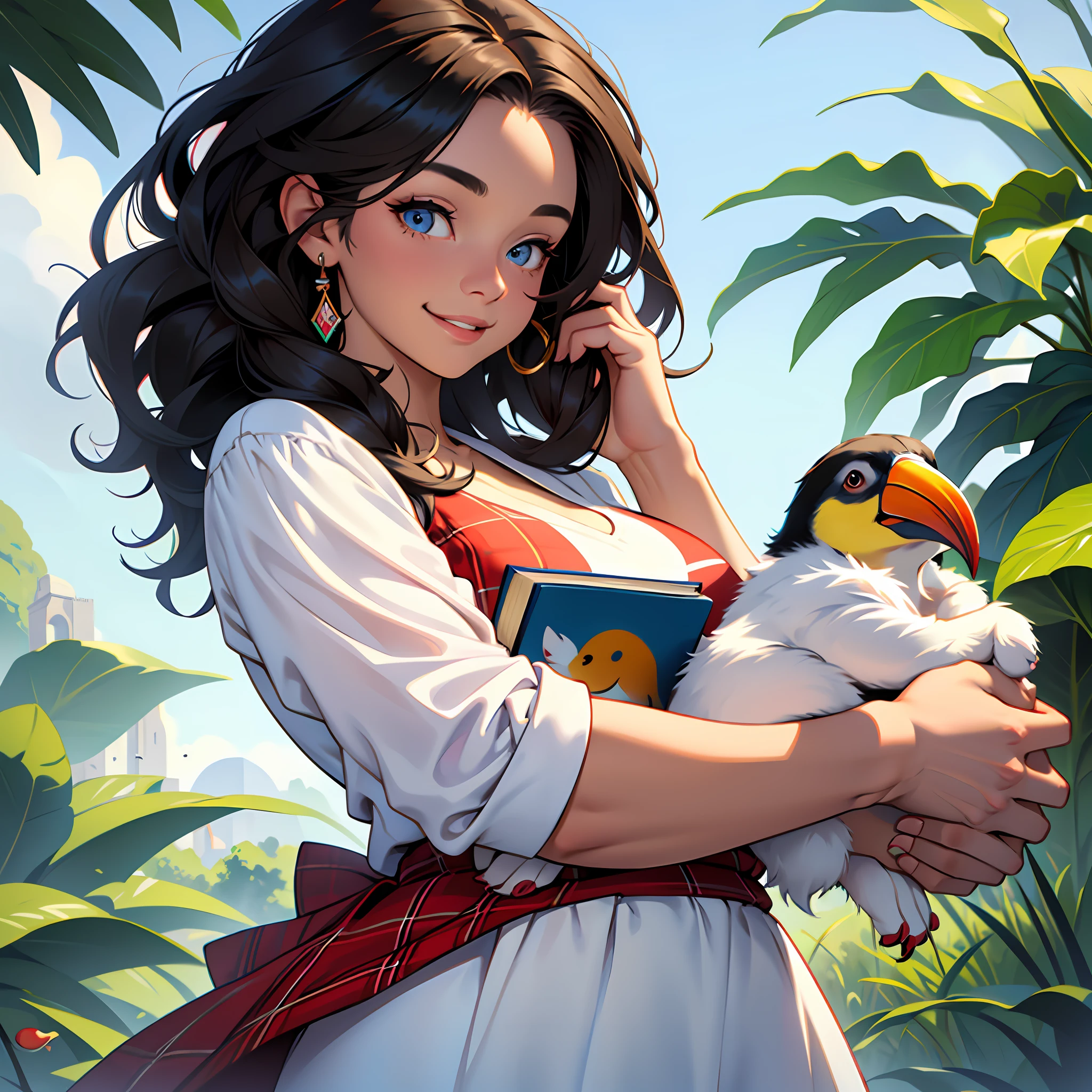 Cute puppy. Beautiful puppy. Adorable puppy. Cute cat. Cute toucan. gorgeous toucan. Portrait of a woman in a white dress, holding a book with delicate hands, expressing beauty and strength. Detailed portrait of an indigenous woman in cartoon style, with beautiful eyes, quick brushstrokes and vibrant colors. Cute puppy. Beautiful puppy. Masterpiece of a cute puppy, with red and white fur. Italian girl posing, detailed face, dark hair, athletic body, wearing red flannel and jeans. Soft hair, happy smile, cute Italian.