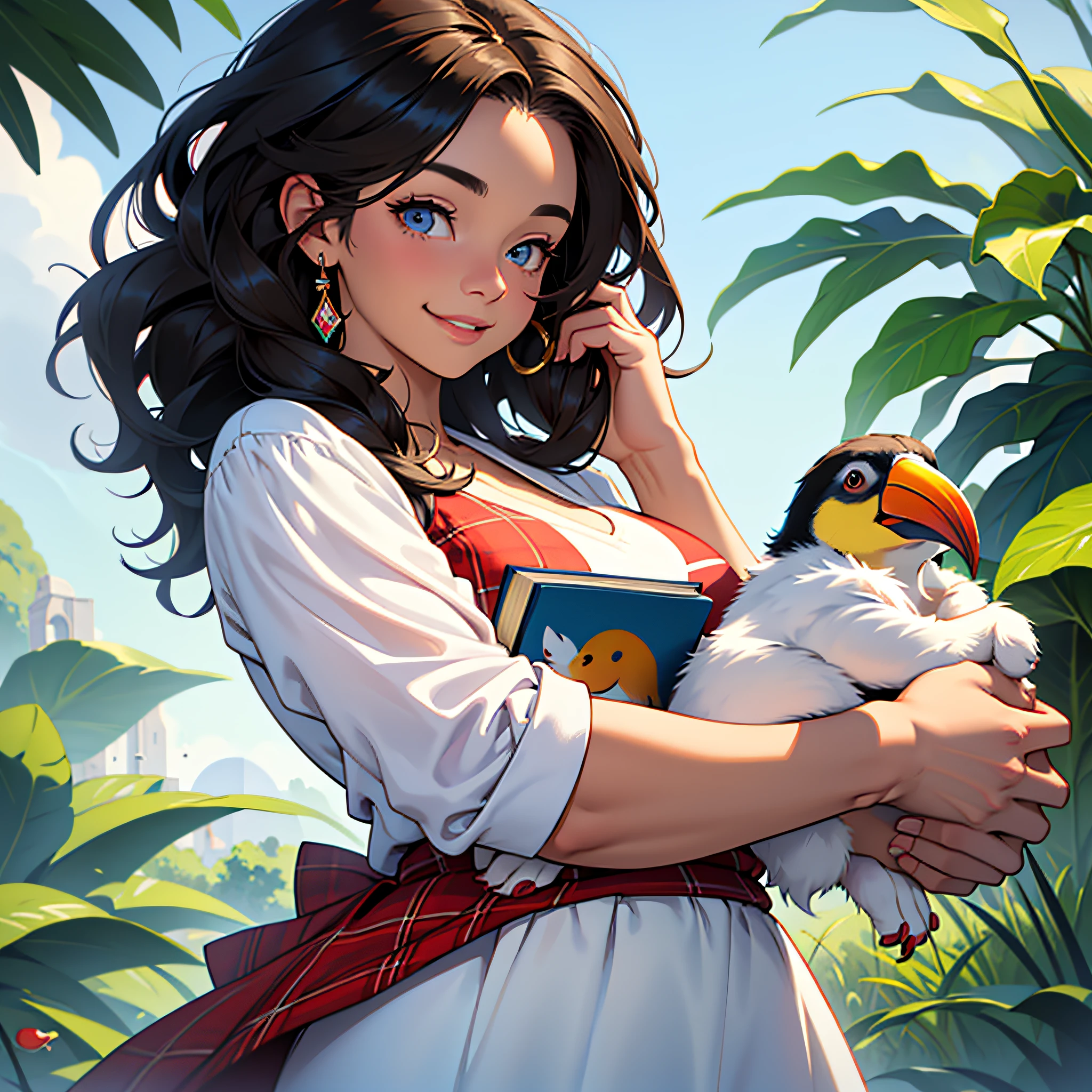 Cute puppy. Beautiful puppy. Adorable puppy. Cute cat. Cute toucan. gorgeous toucan. Portrait of a woman in a white dress, holding a book with delicate hands, expressing beauty and strength. Detailed portrait of an indigenous woman in cartoon style, with beautiful eyes, quick brushstrokes and vibrant colors. Cute puppy. Beautiful puppy. Masterpiece of a cute puppy, with red and white fur. Italian girl posing, detailed face, dark hair, athletic body, wearing red flannel and jeans. Soft hair, happy smile, cute Italian.