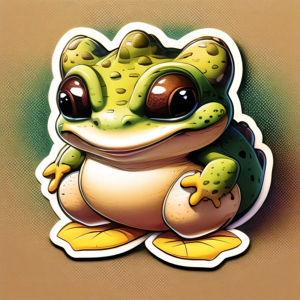 masterpiece, best quality, detailed, soft dim lighting, add_detail,
cute cartoon sticker of (green feral toad:1.2), colorful,