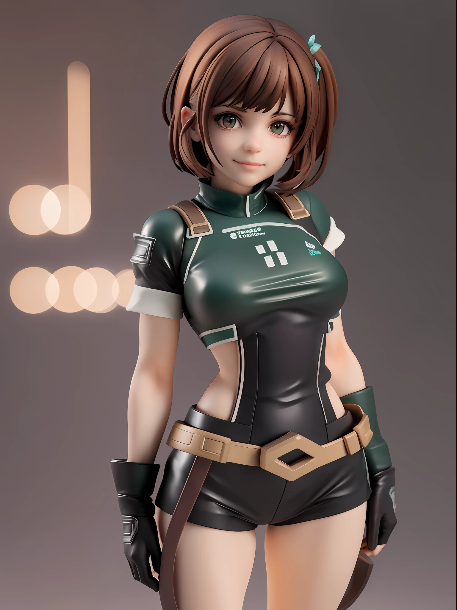 1girl,emerald eye,brown hair,bobbed,blunt bangs,cute,short cut,brown fingerless gloves mitt
full body, chibi, [realistic], [3d], (3dcg), ((octane render)), smile, closed mouth,full body,evil smile,shirt black slacks
(8k, RAW photo, best quality, masterpiece:1.2), ultra high res, (((realistic, photo-realistic))), professional lighting, detailed lighting, professional photography, dynamic angle, high quality, high res, extremely detailed, bloom,ultra detaile lighting,ultra detaile shadow,
depth of field, sketch, sharp focus, soft lighting, good composition, god light highlight, detailed, (((photorealistic details))), detailed skin, to8contrast style