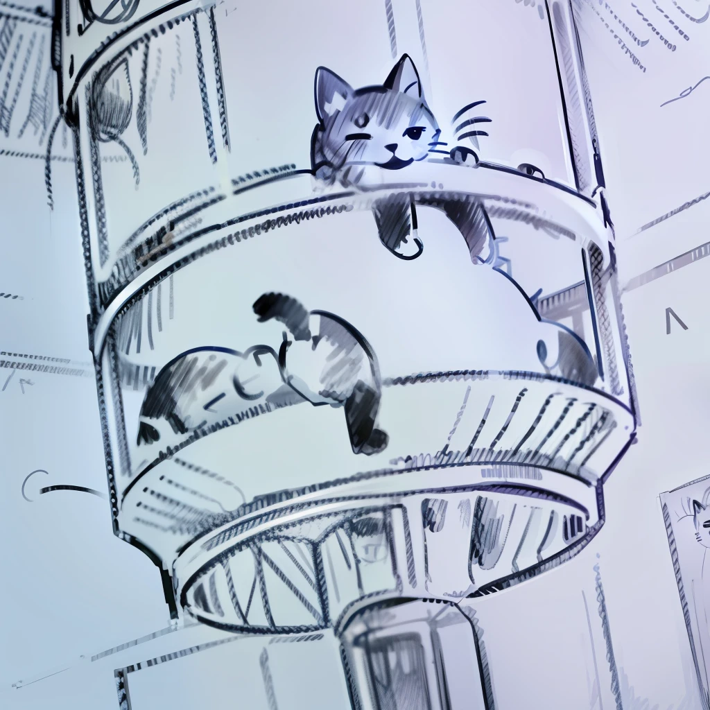 Create cat drawing inside the cage